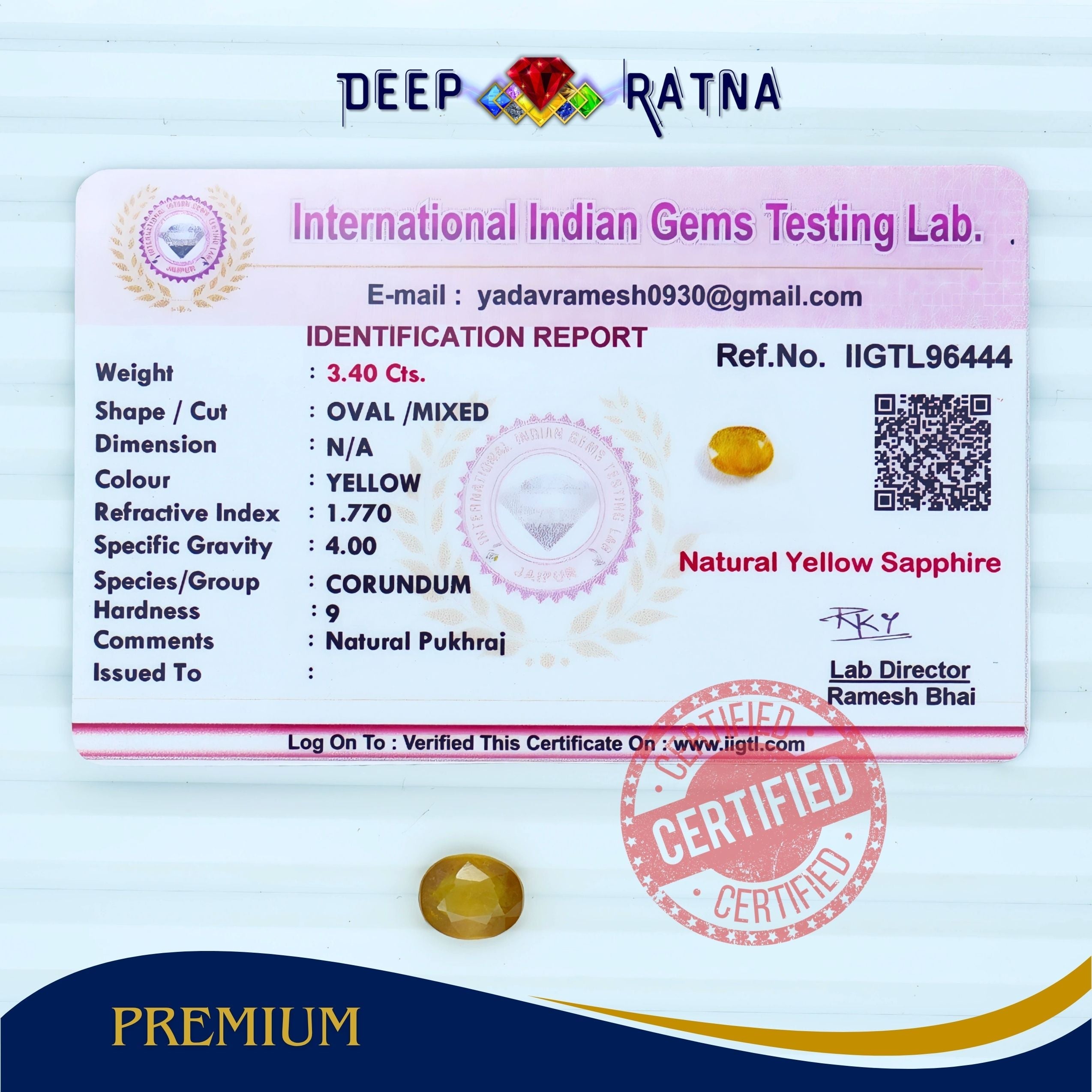 Yellow Sapphire 3.40 Carat (Thailand)