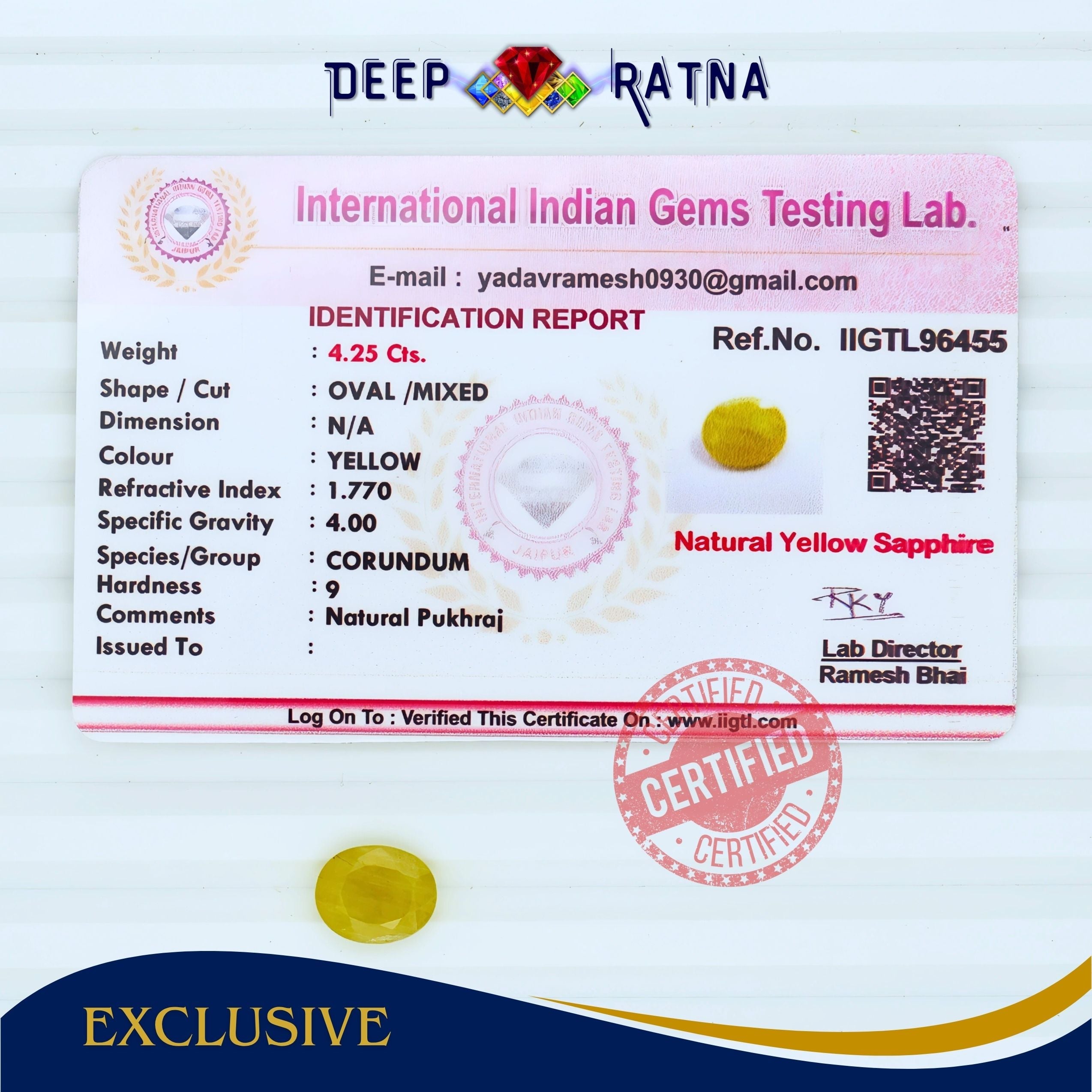 Yellow Sapphire 4.25 Carat (Thailand)