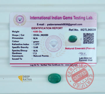 Emerald 4.85 Carat (5.33 Ratti) Brazil Prime