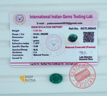Emerald 5.25 Carat (5.77 Ratti) Brazil Premium