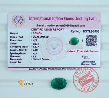 Emerald 5.55 Carat (6.10 Ratti) Brazil Premium