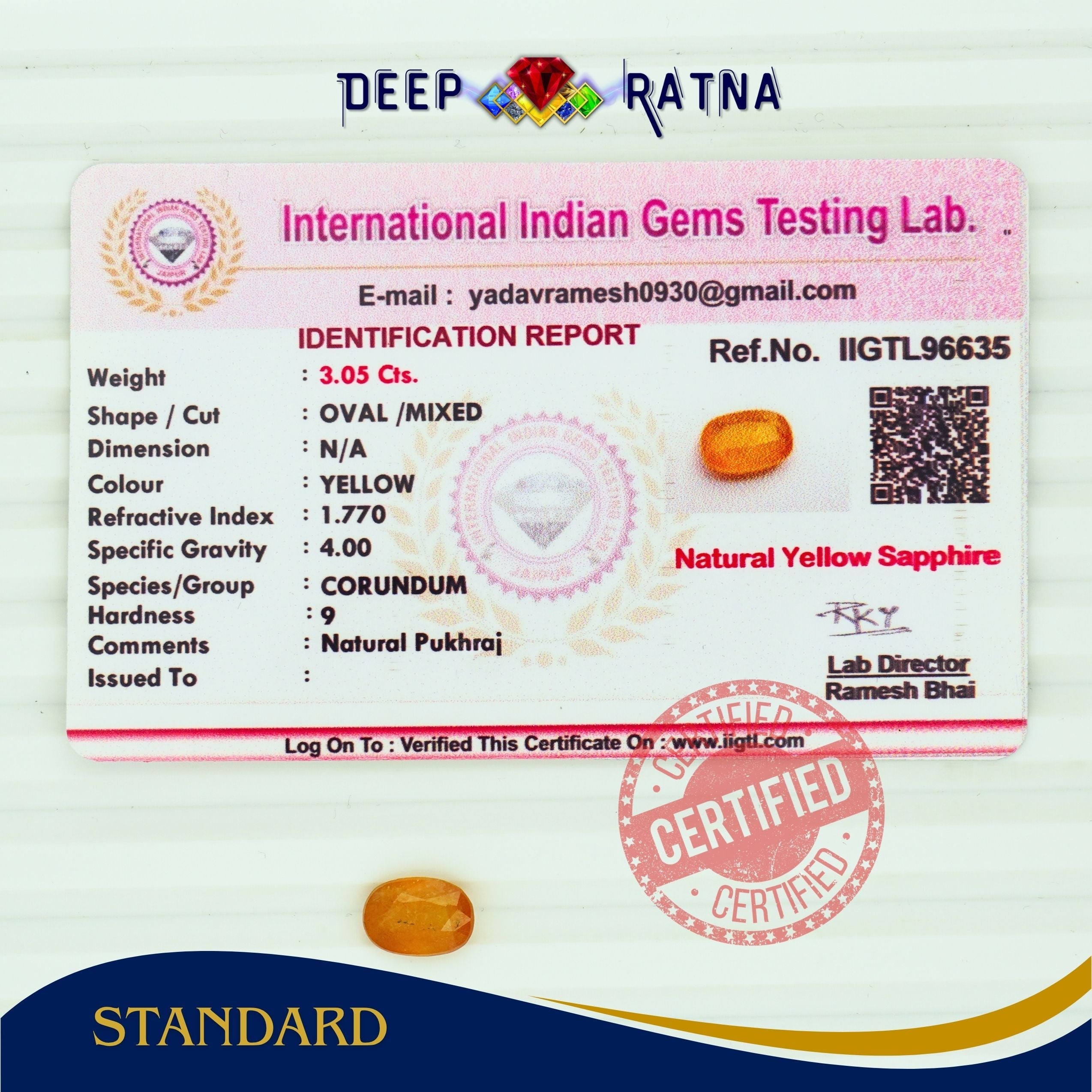 Yellow Sapphire 3.05 Carat (Thailand)