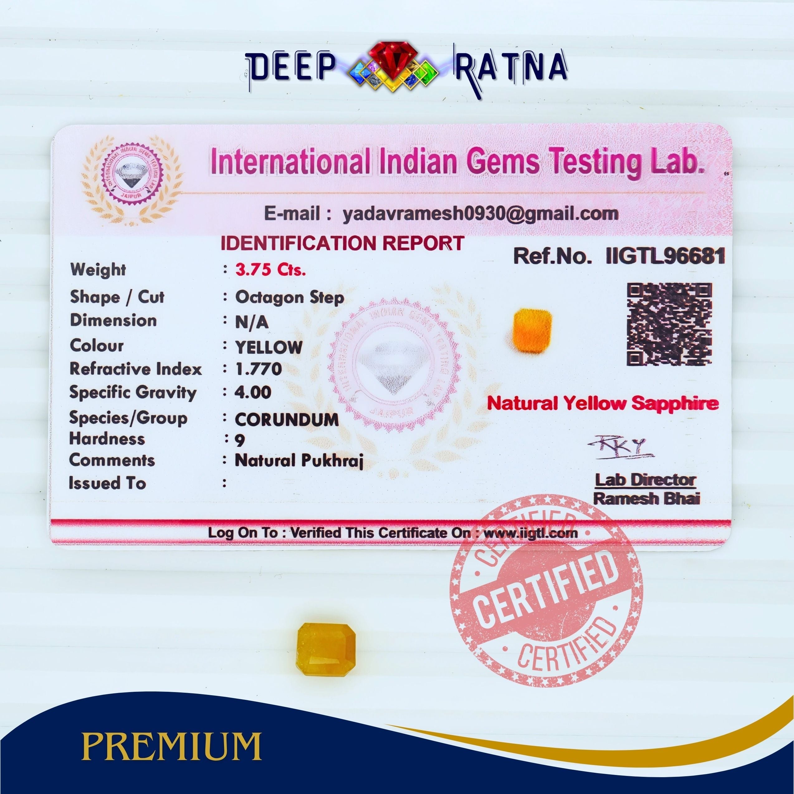 Yellow Sapphire 3.75 Carat (Thailand)