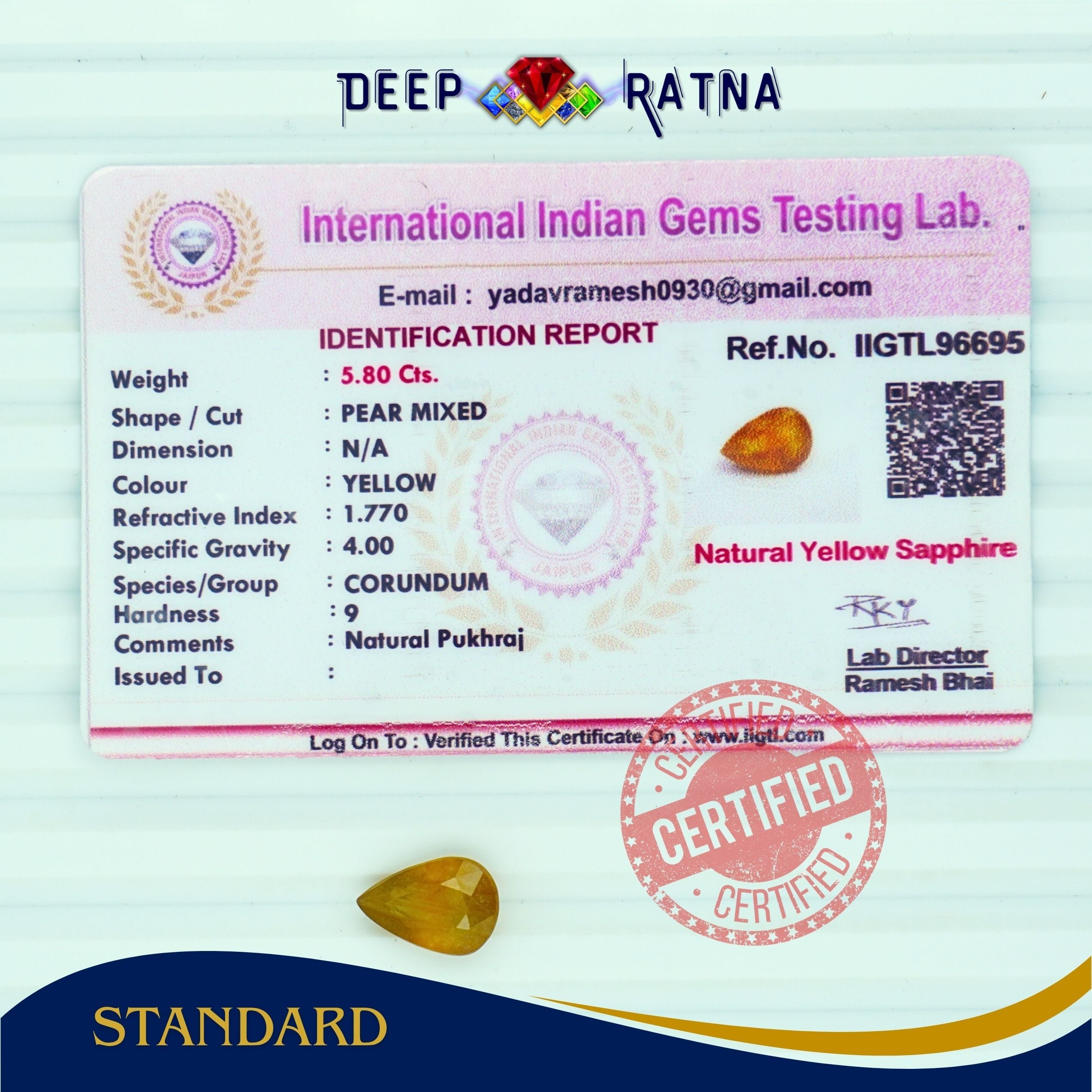 Yellow Sapphire 5.80 Carat (Thailand)