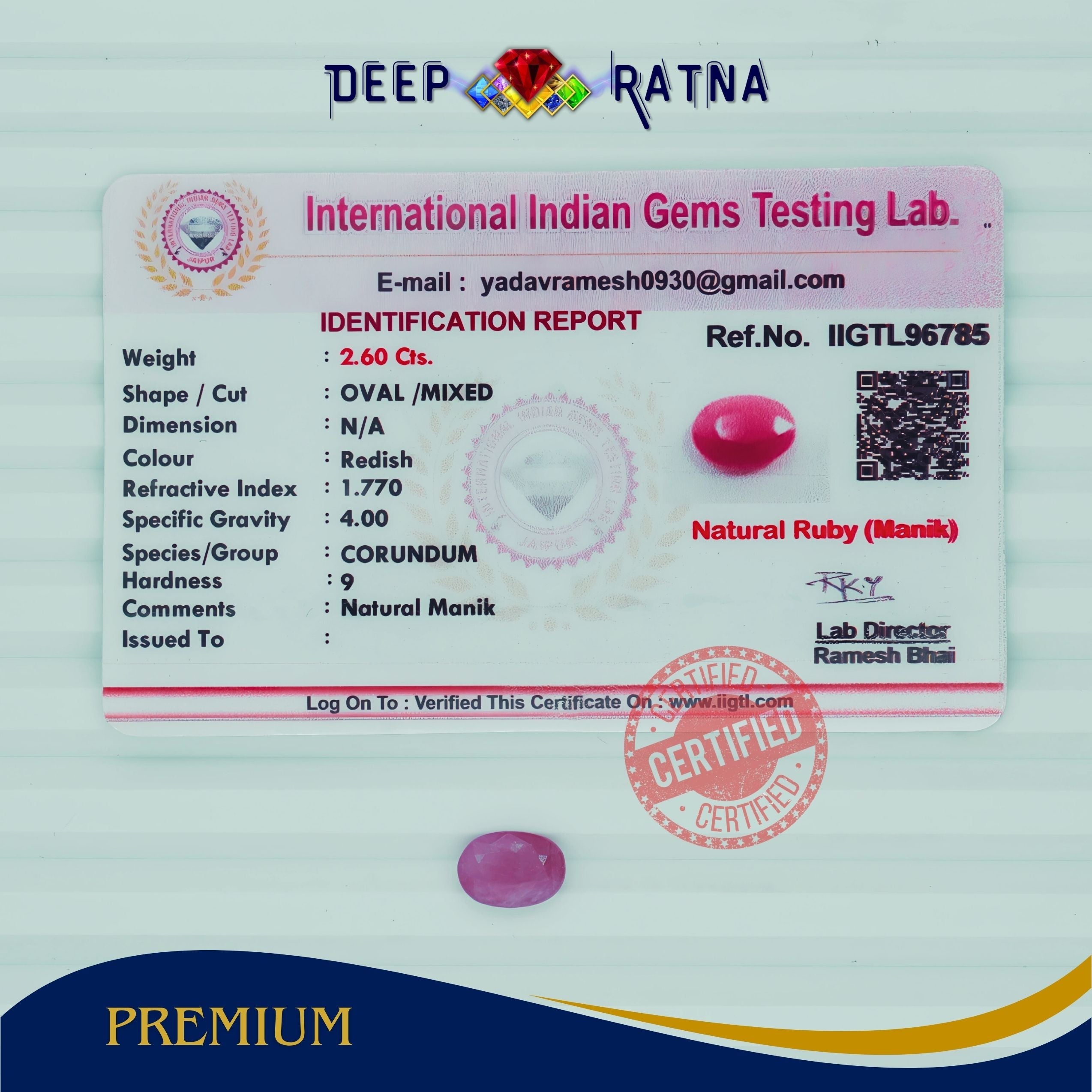 Ruby 2.60 Carat (Burma)