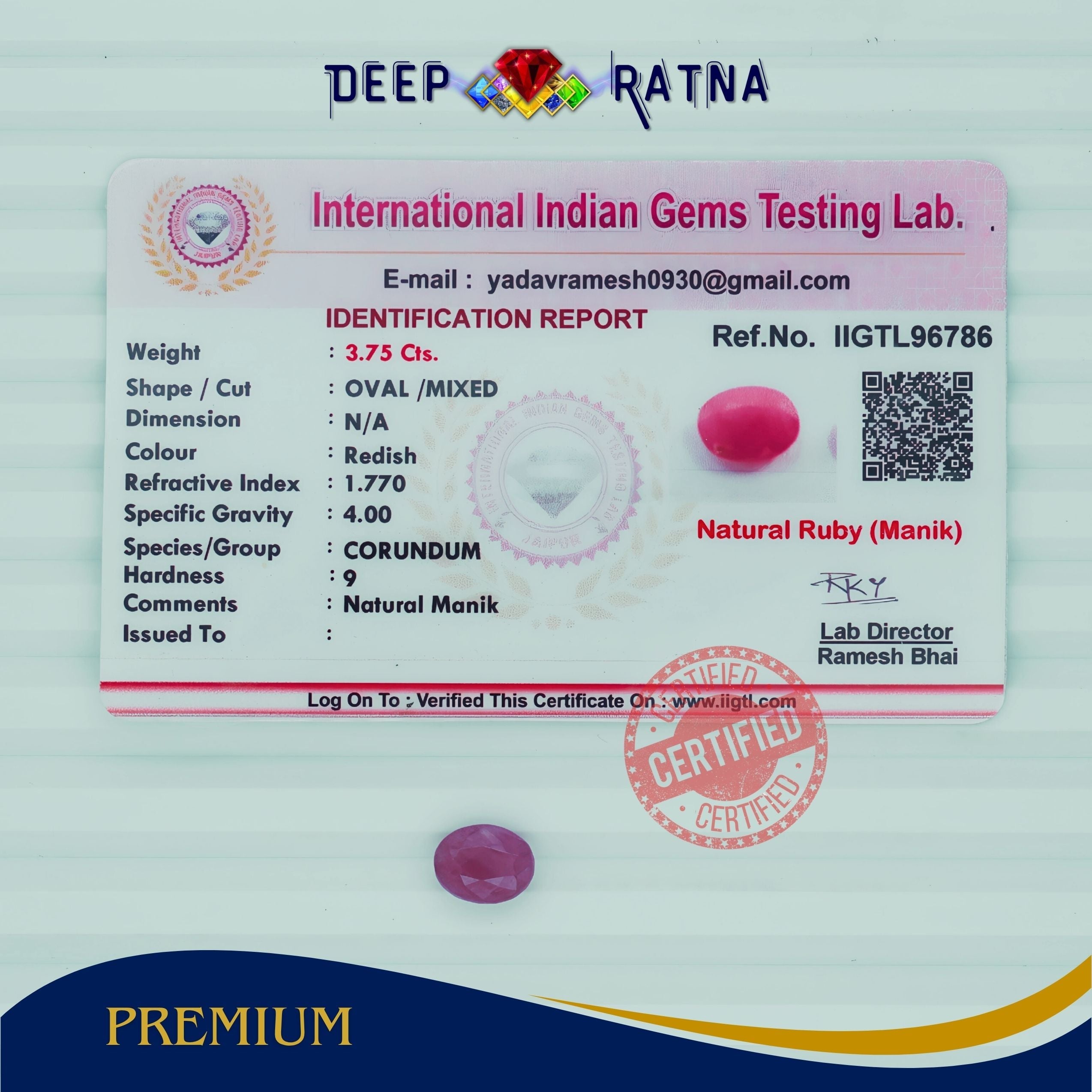 Ruby 3.75 Carat (Burma)