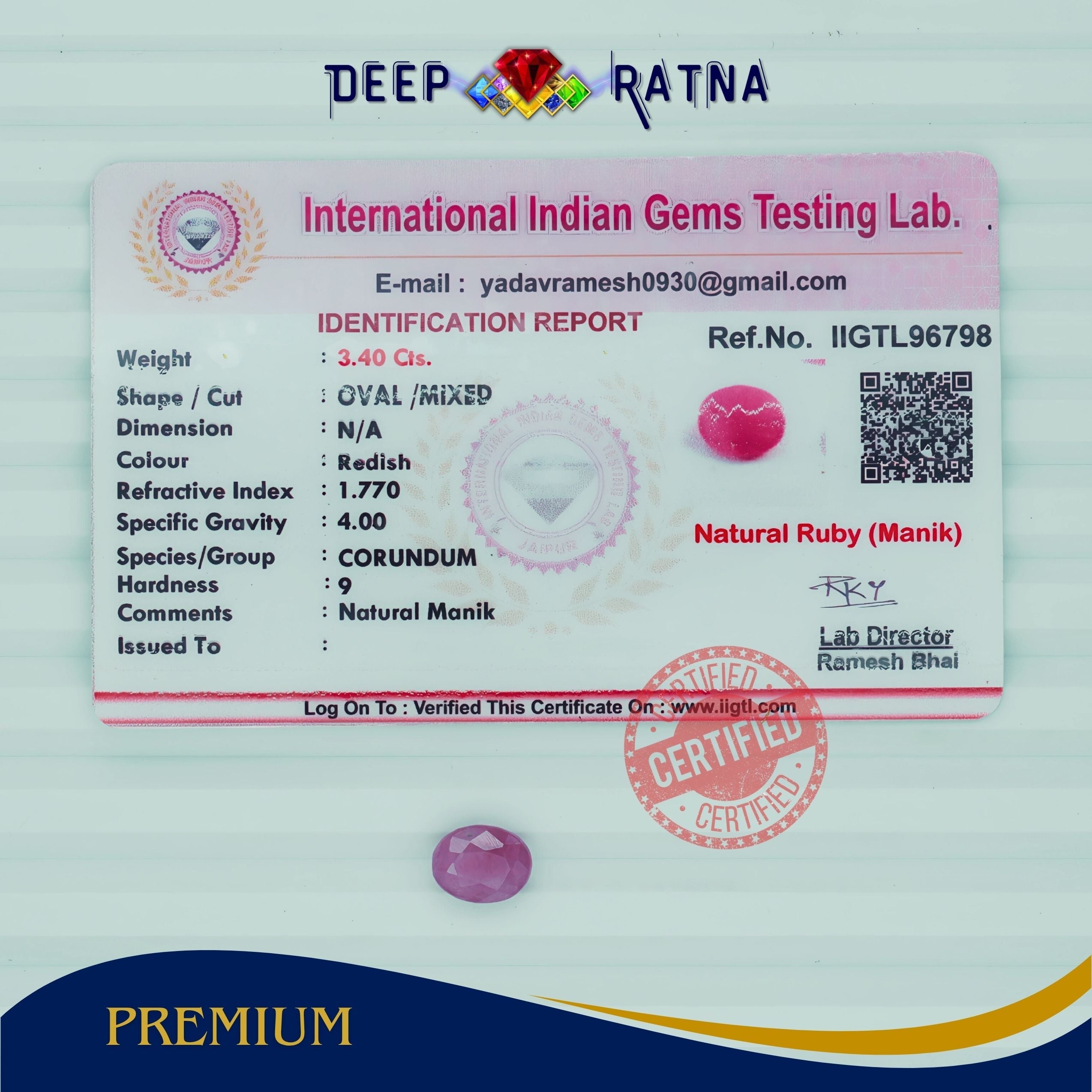 Ruby 3.40 Carat (Burma)