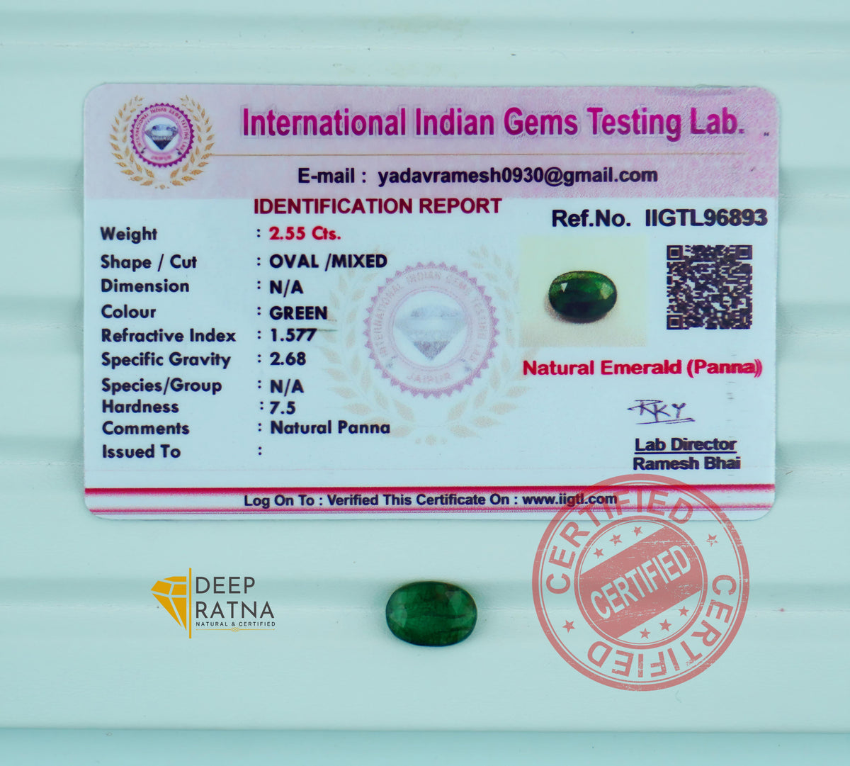 Emerald 2.55 Carat (2.80 Ratti) Zambia Premium