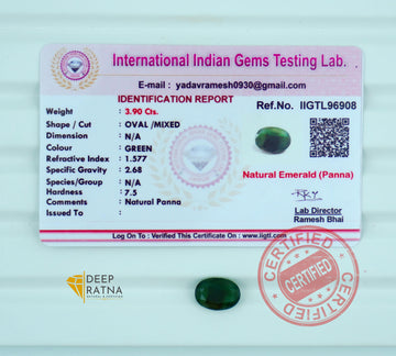 Emerald 3.90 Carat (4.29 Ratti) Zambia Premium