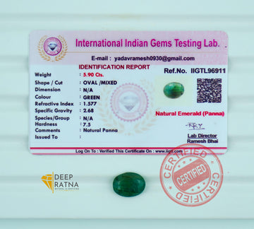 Emerald 5.90 Carat (6.49 Ratti) Zambia Premium