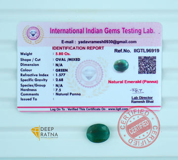 Emerald 5.80 Carat (6.38 Ratti) Zambia Premium
