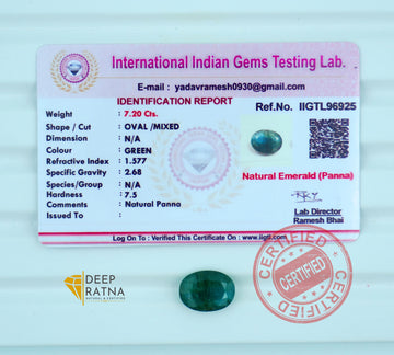Emerald 7.20 Carat (7.92 Ratti) Zambia Premium