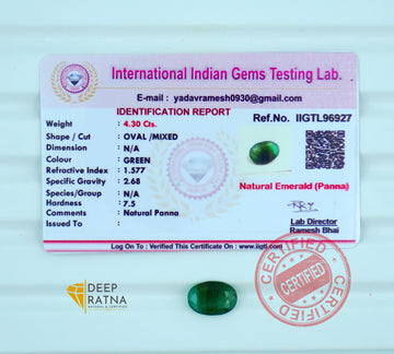 Emerald 4.30 Carat (4.73 Ratti) Zambia Premium