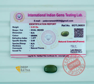 Emerald 5.55 Carat (6.10 Ratti) Zambia Premium