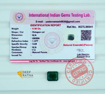 Emerald 4.30 Carat (4.73 Ratti) Zambia Premium