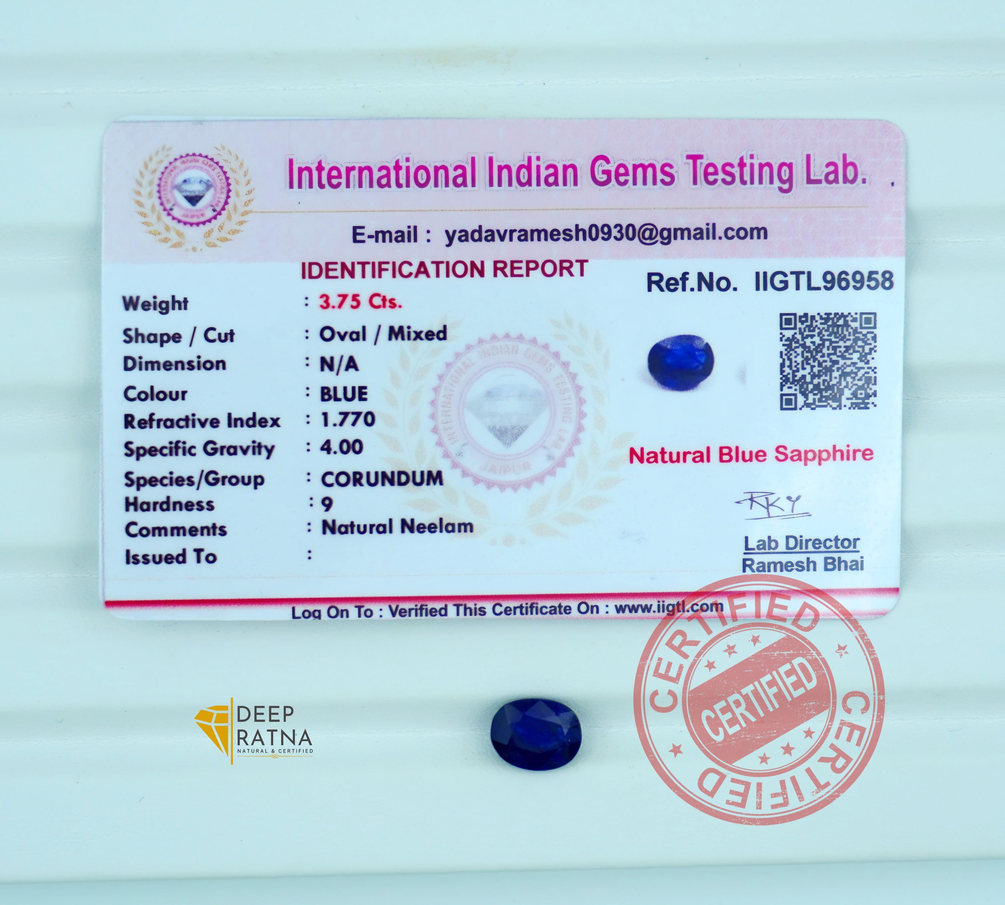Blue Sapphire 3.75 Carat (Thailand) Exclusive