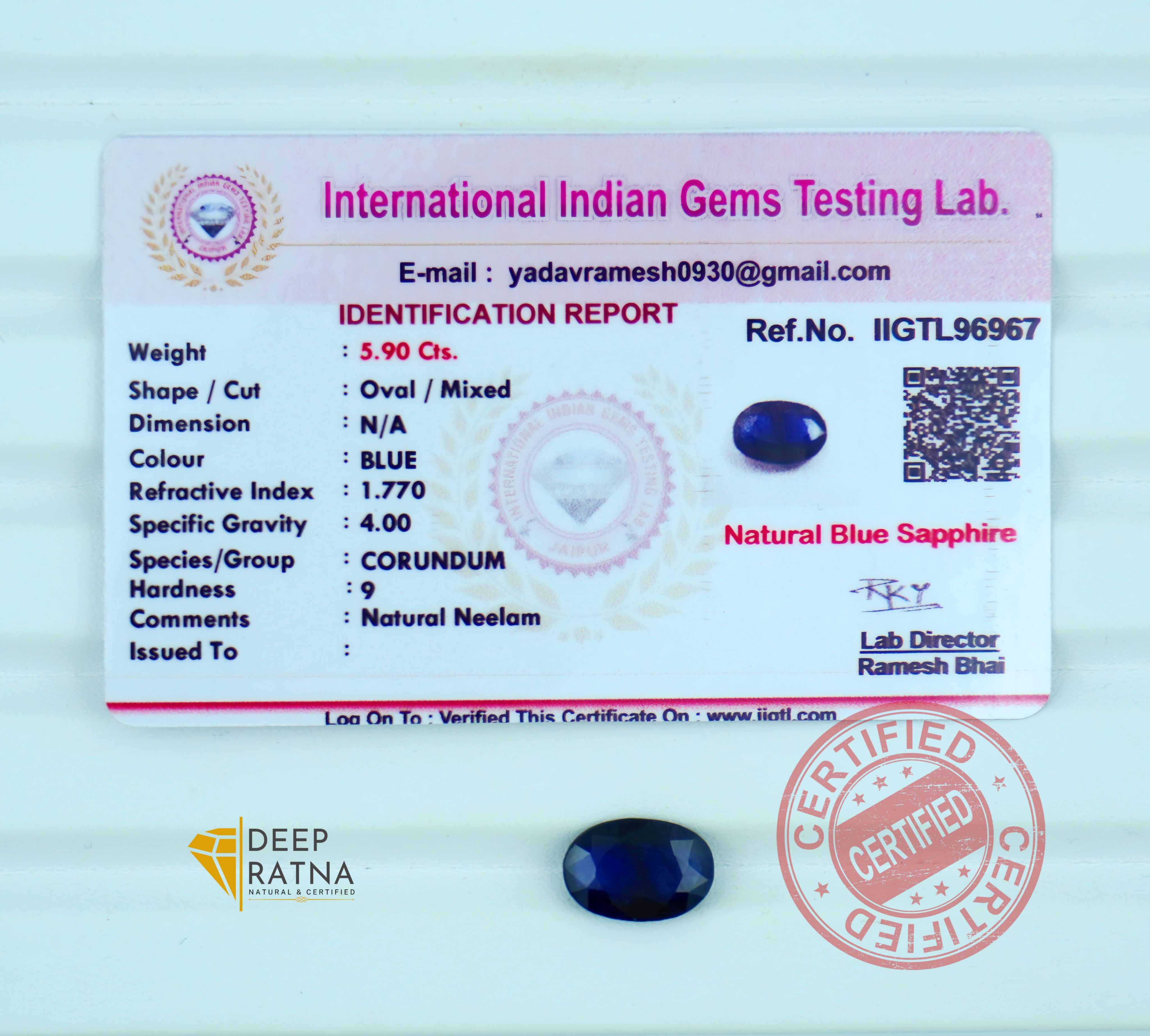 Blue Sapphire 5.90 Carat (Thailand) Exclusive