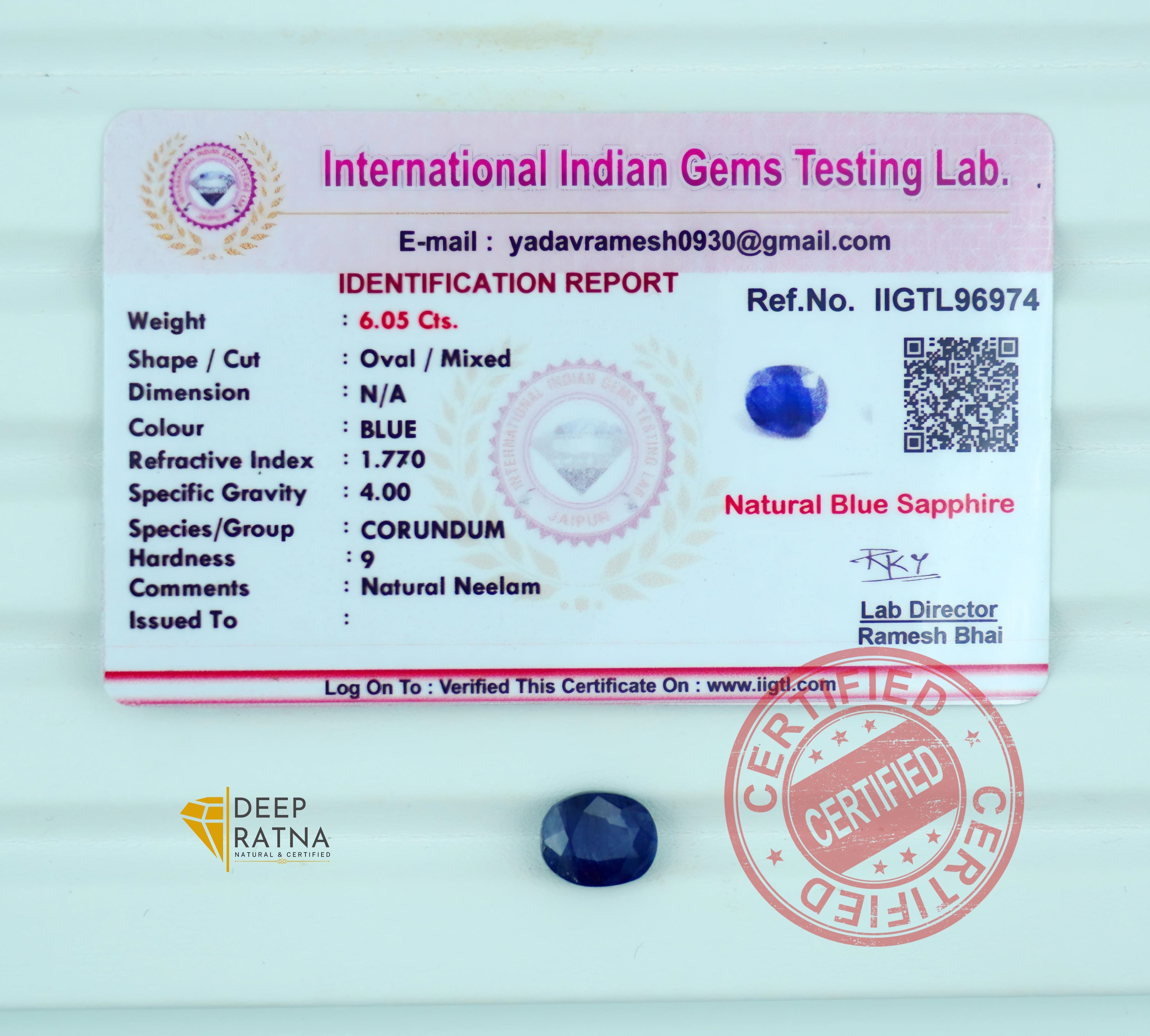 Blue Sapphire 6.05 Carat (Thailand) premium