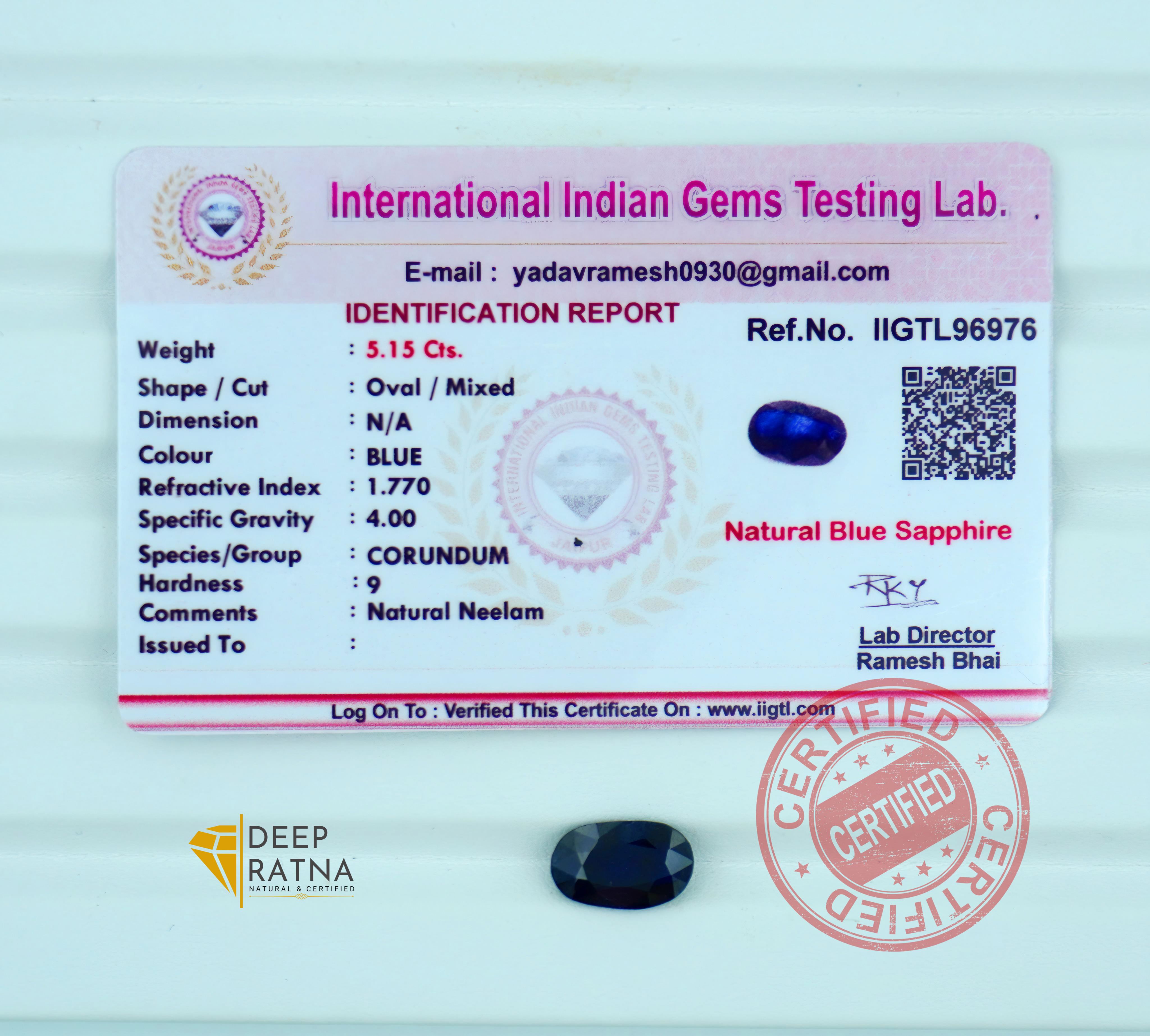 Blue Sapphire 5.15 Carat (Thailand) premium