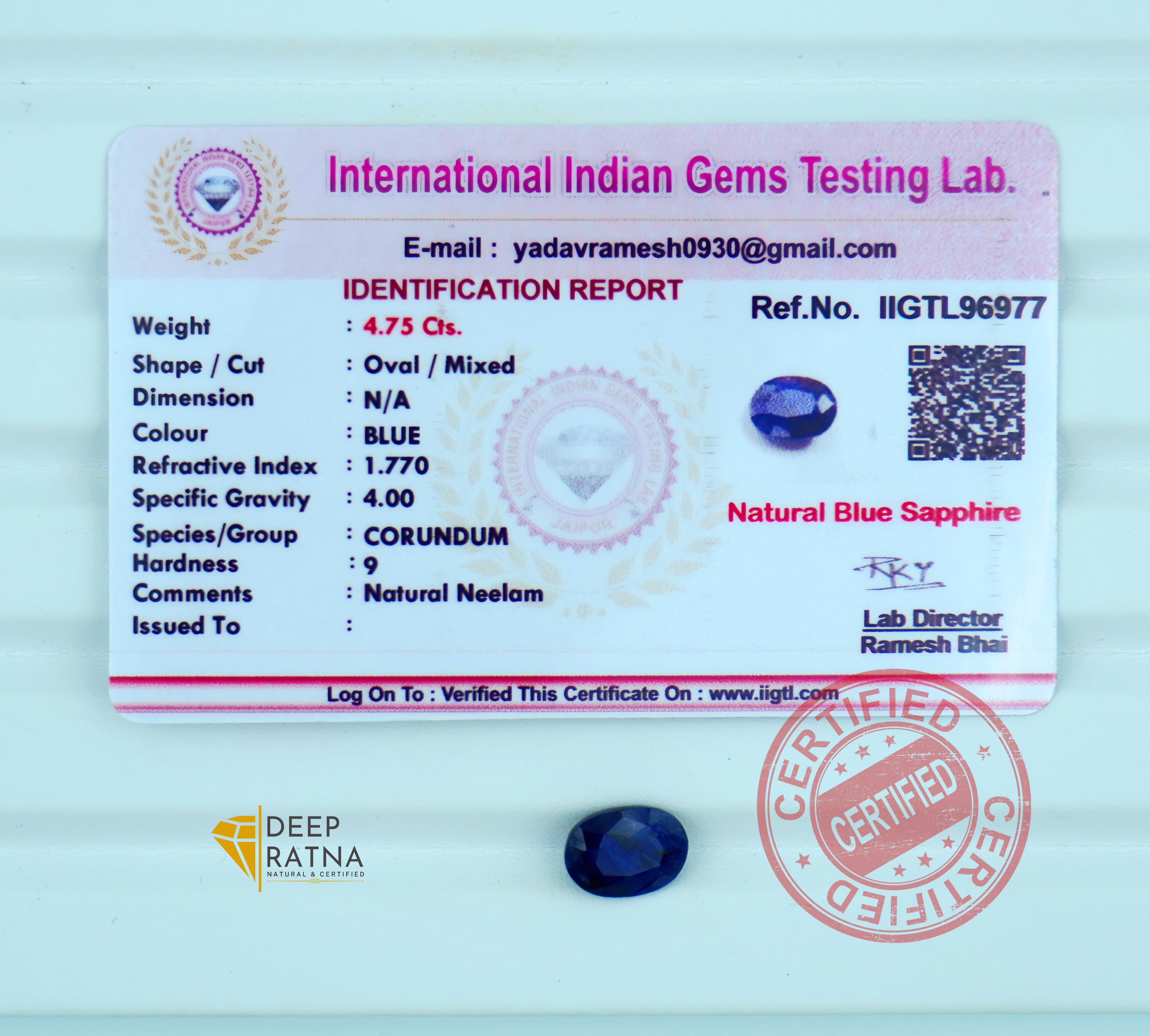Blue Sapphire 4.75 Carat (Thailand) Exclusive