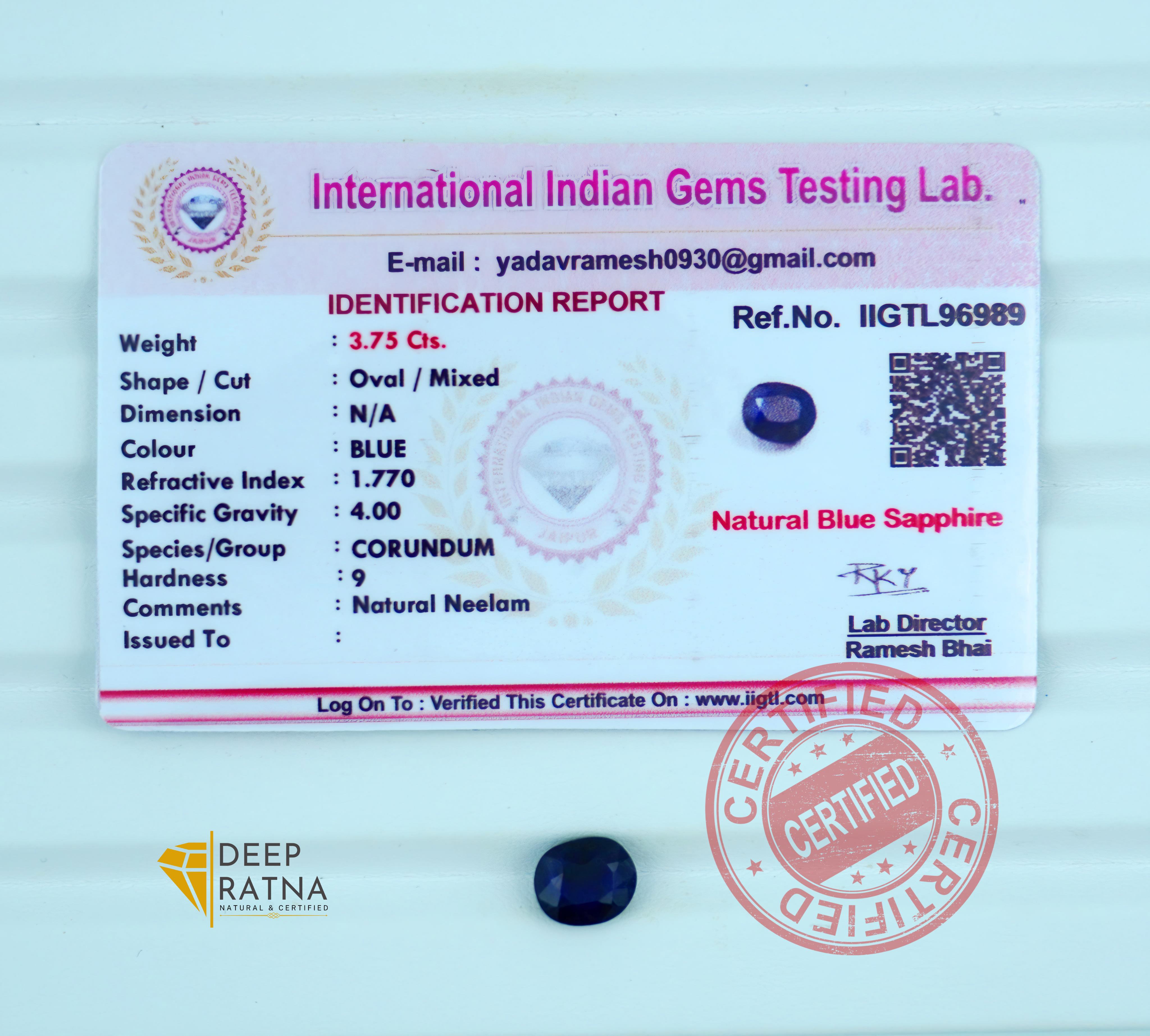 Blue Sapphire 3.75 Carat (Thailand) premium
