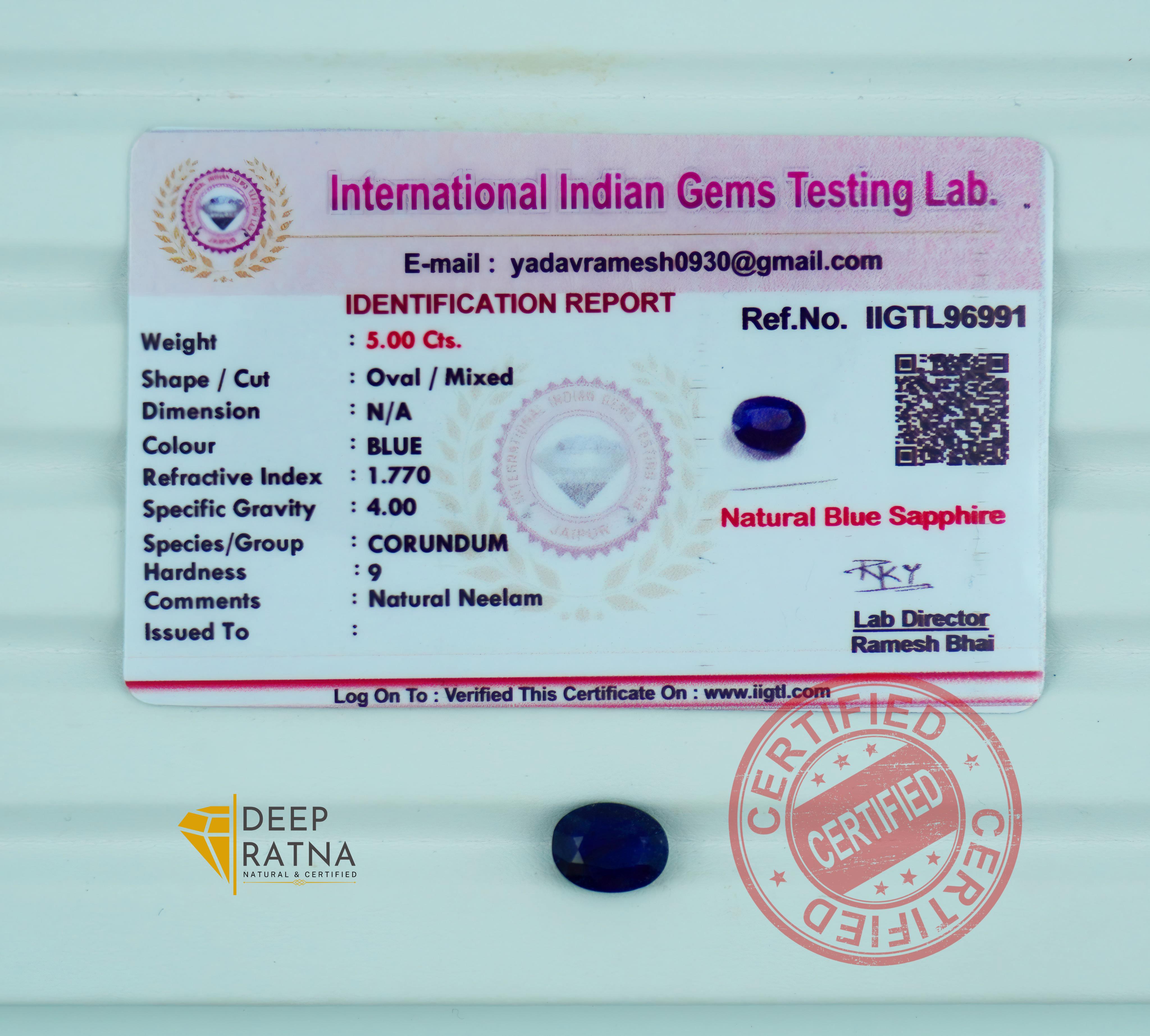 Blue Sapphire 5 Carat (Thailand) premium