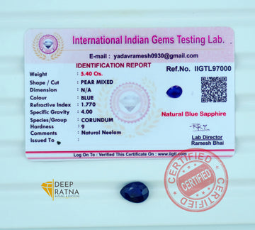 Blue Sapphire 5.40 Carat (5.94 Ratti) Thailand Premium
