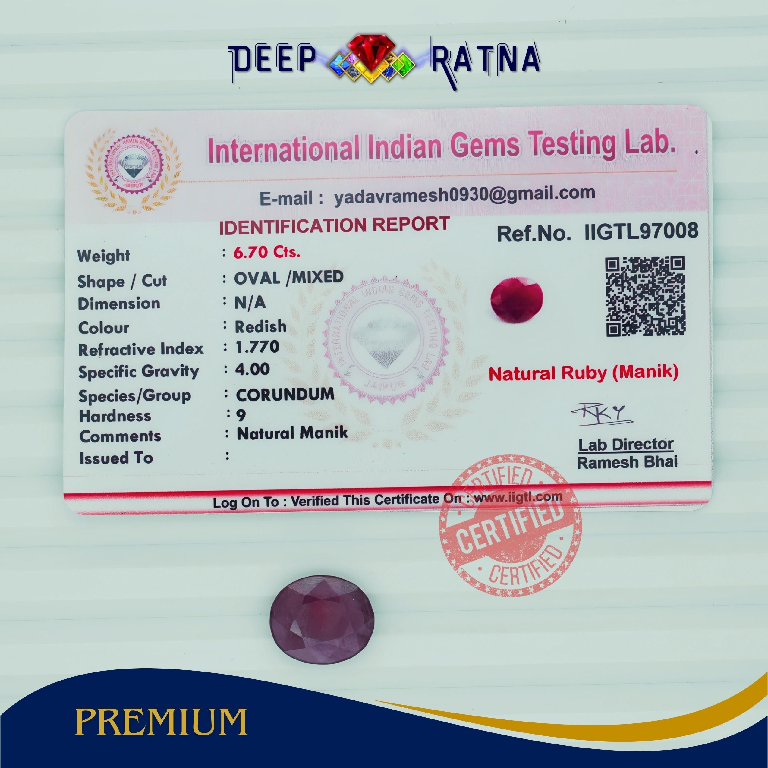 Ruby 6.70 Carat (Mozambique)