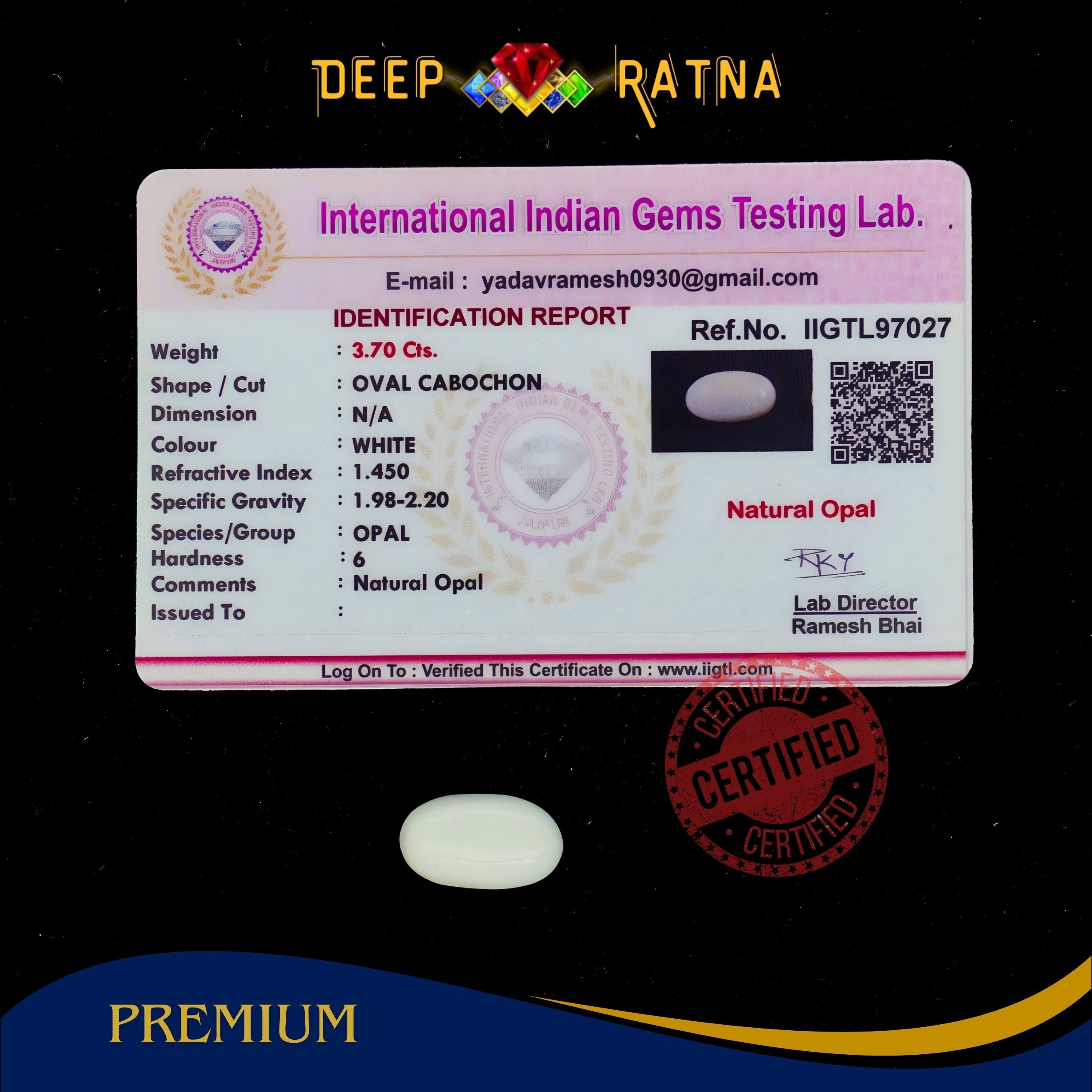 Opal 3.70 Carat Australian (Without Fire)