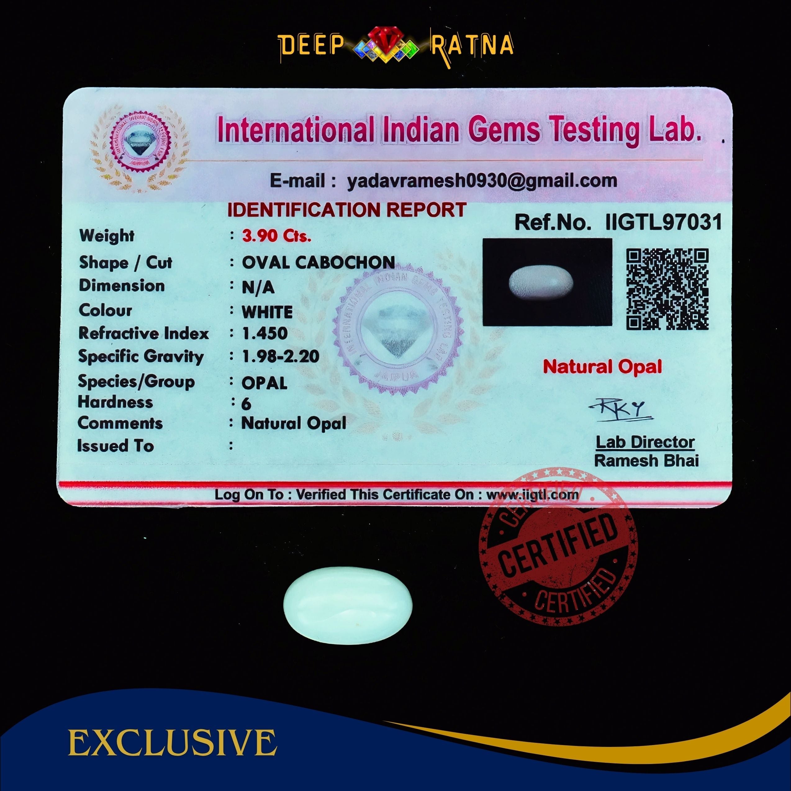 Opal 3.90 Carat Australian (Subtle Opal)