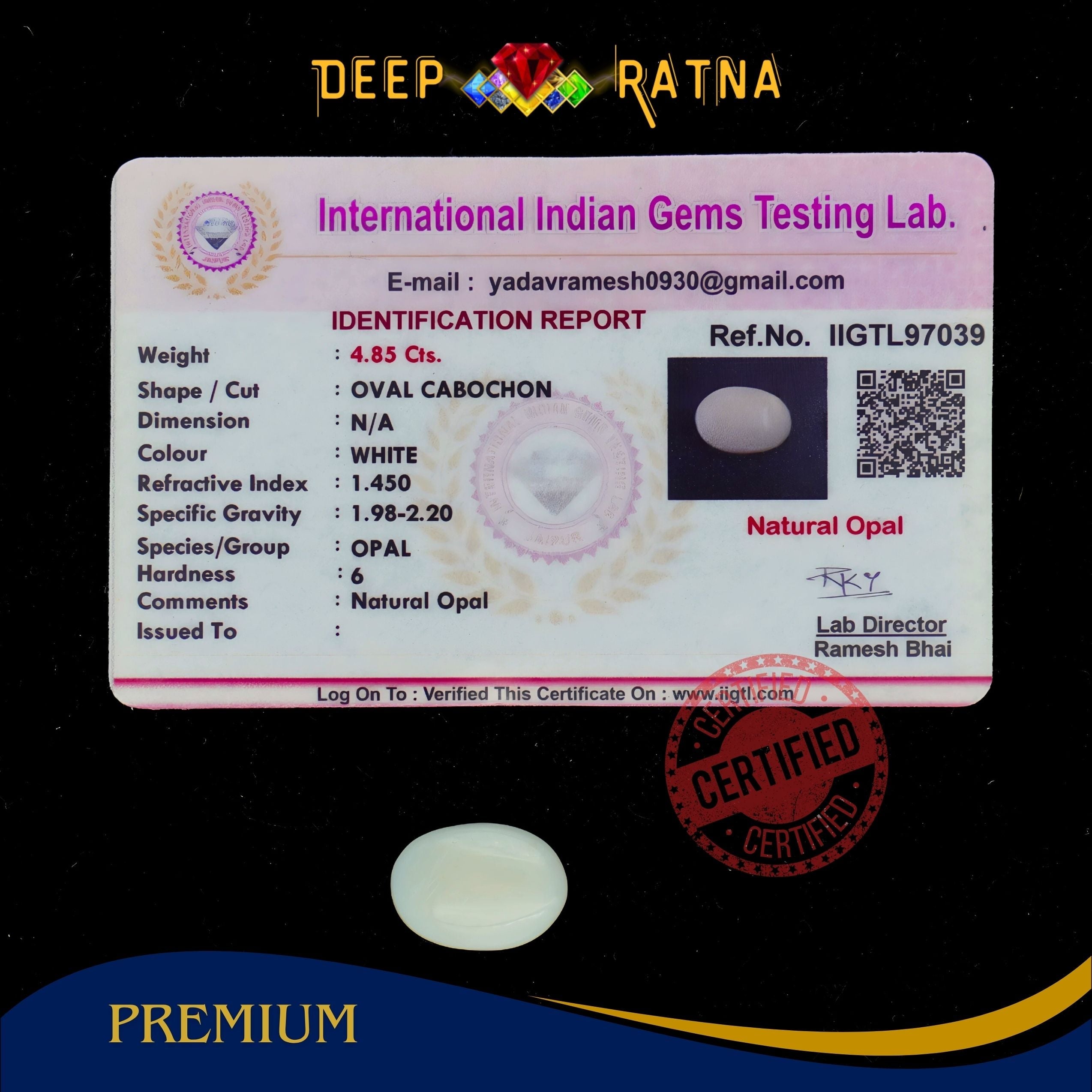 Opal 4.85 Carat Australian (Without Fire)