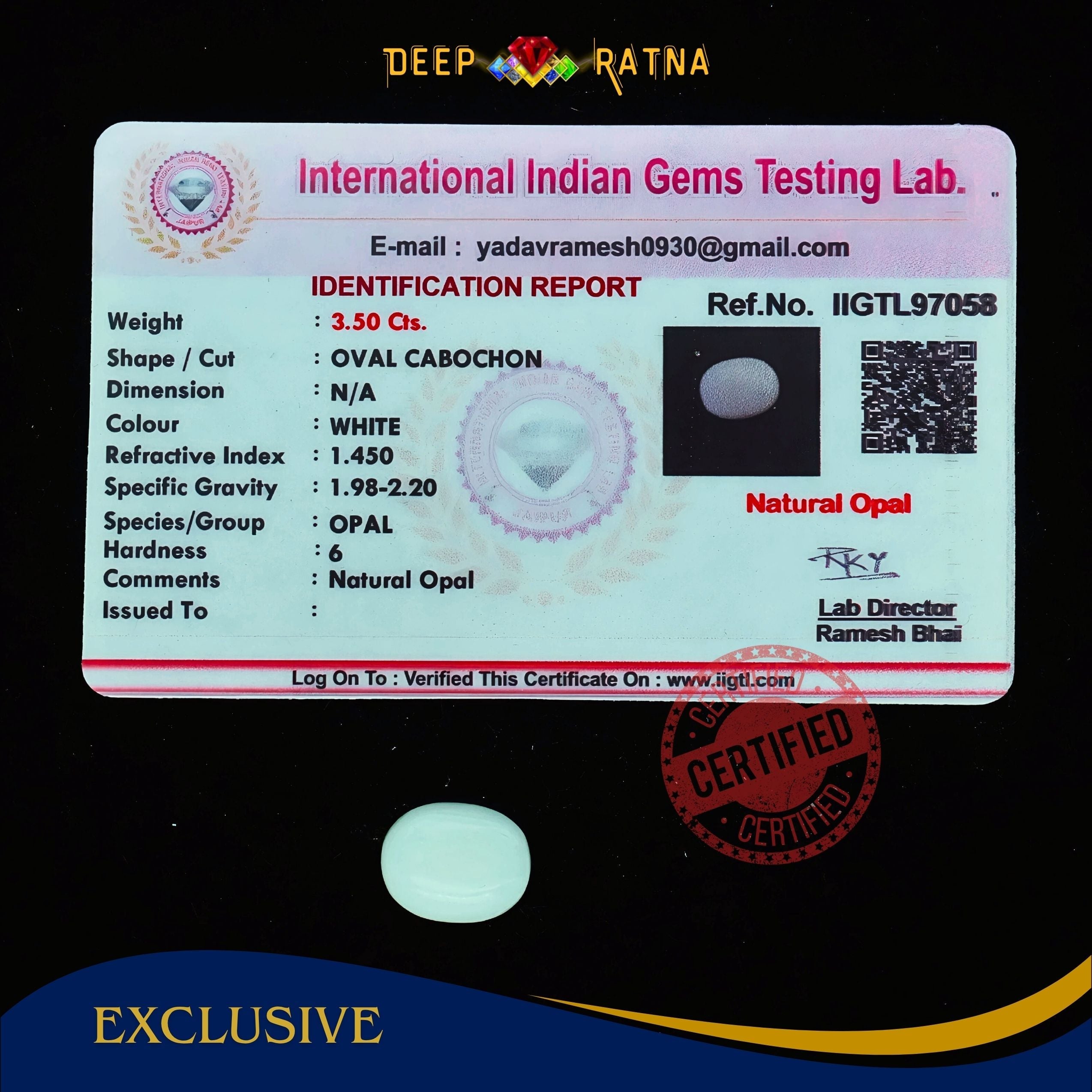 Opal 3.50 Carat Australian (Subtle Opal)