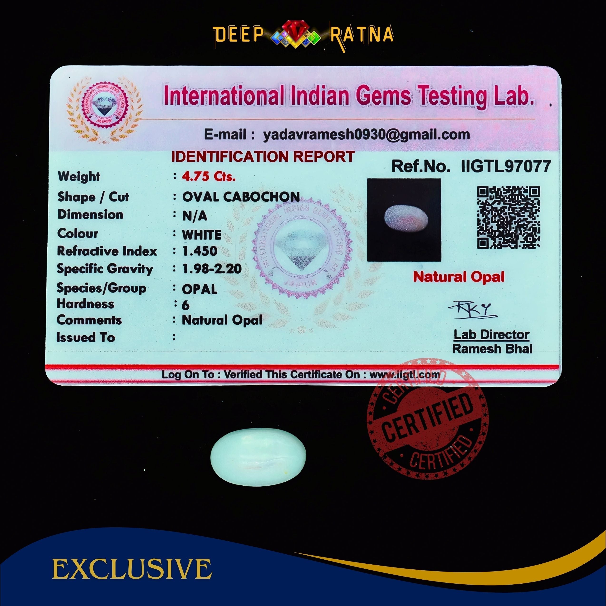 Opal 4.75 Carat Australian (Subtle Opal)