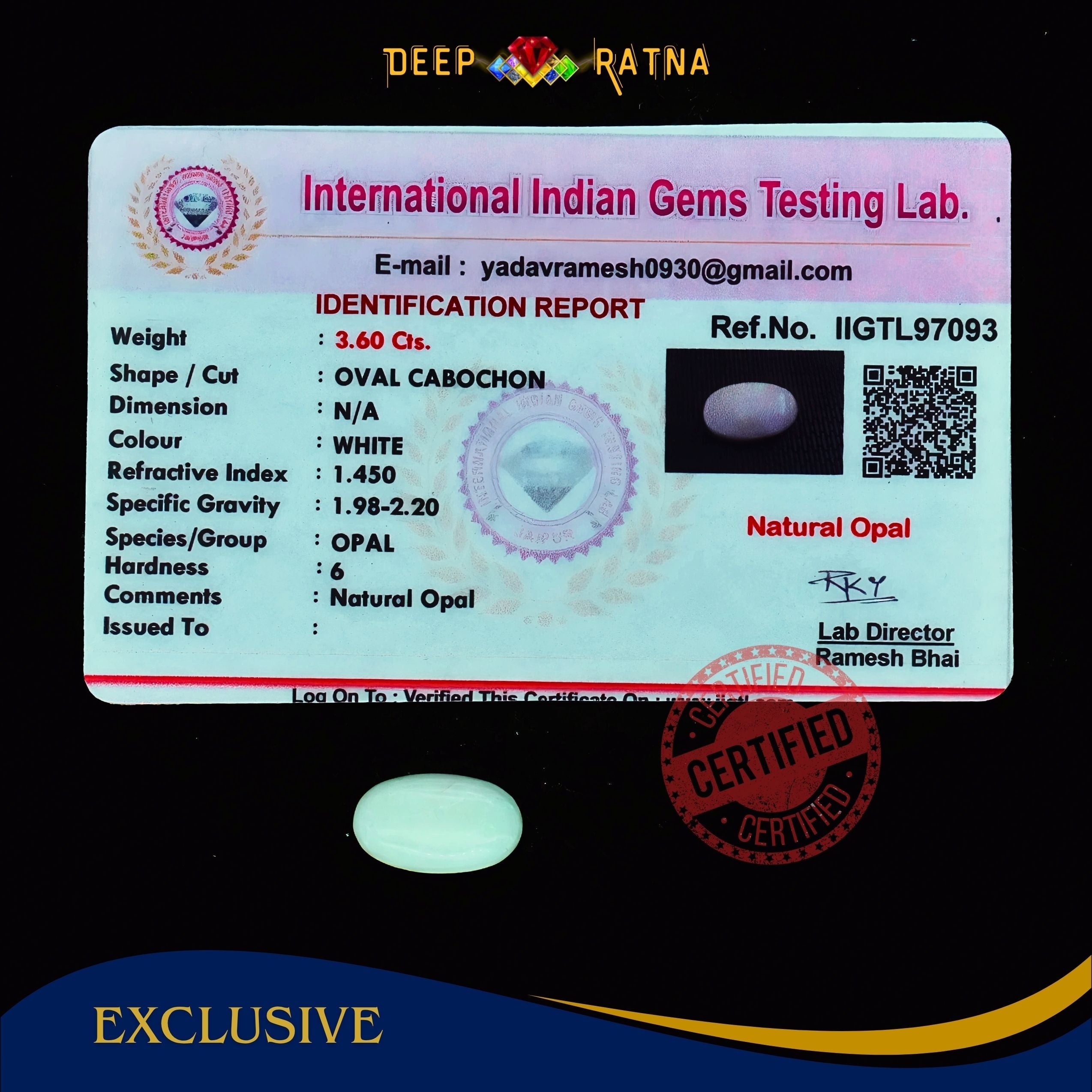 Opal 3.60 Carat Australian (Subtle Opal)