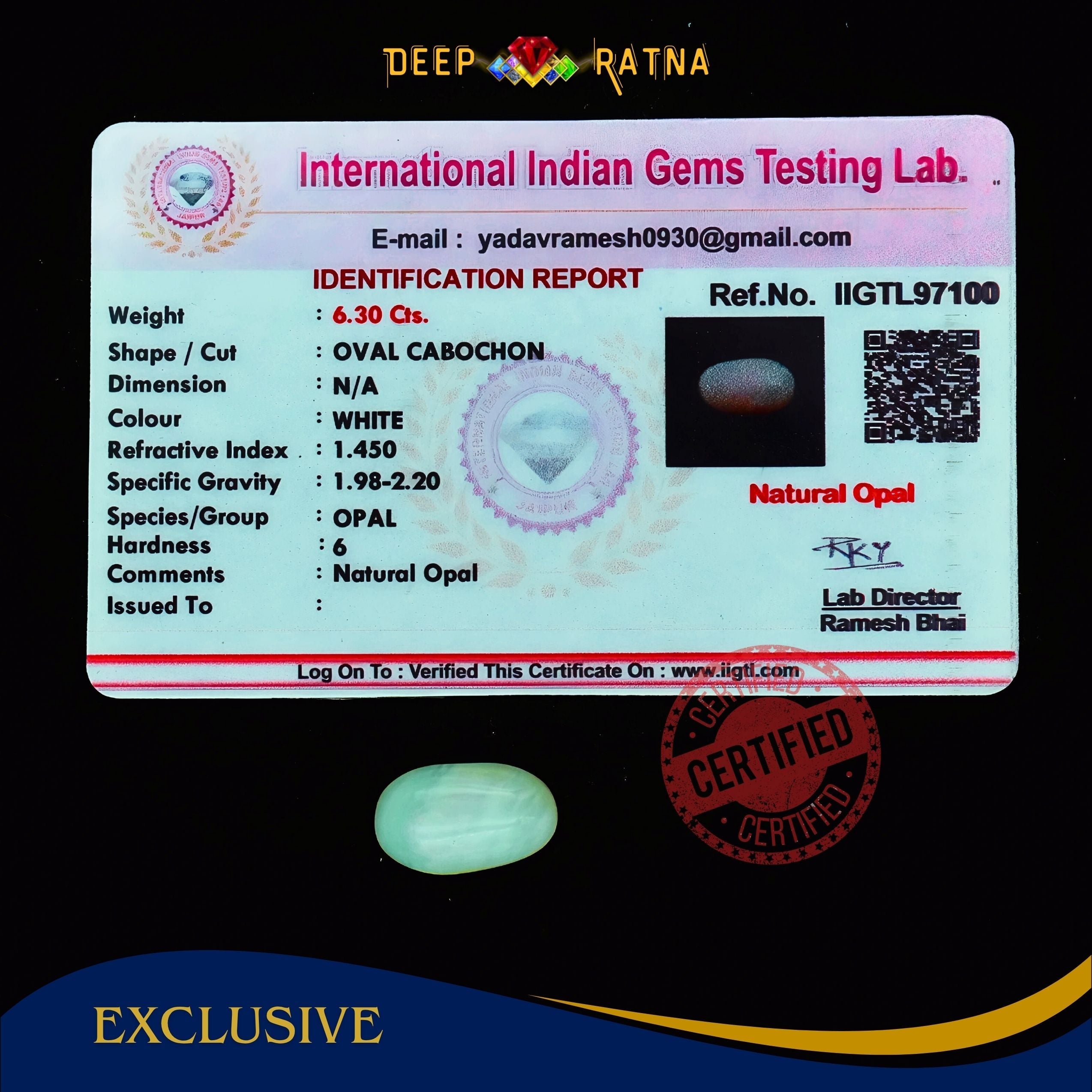 Opal 6.30 Carat Australian (Subtle Opal)