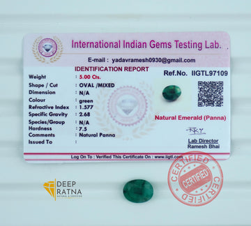 Emerald 5 Carat (5.49 Ratti) Brazil Premium