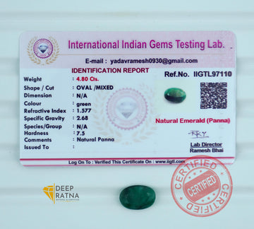 Emerald 4.80 Carat (5.28 Ratti) Brazil Premium