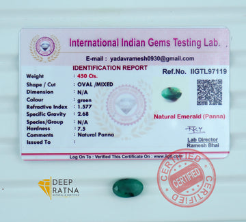 Emerald 4.50 Carat (4.95 Ratti) Brazil Premium