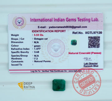 Emerald 5.55 Carat (6.10 Ratti) Brazil Premium