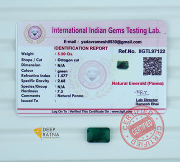 Emerald 5.50 Carat (6.05 Ratti) Brazil Premium