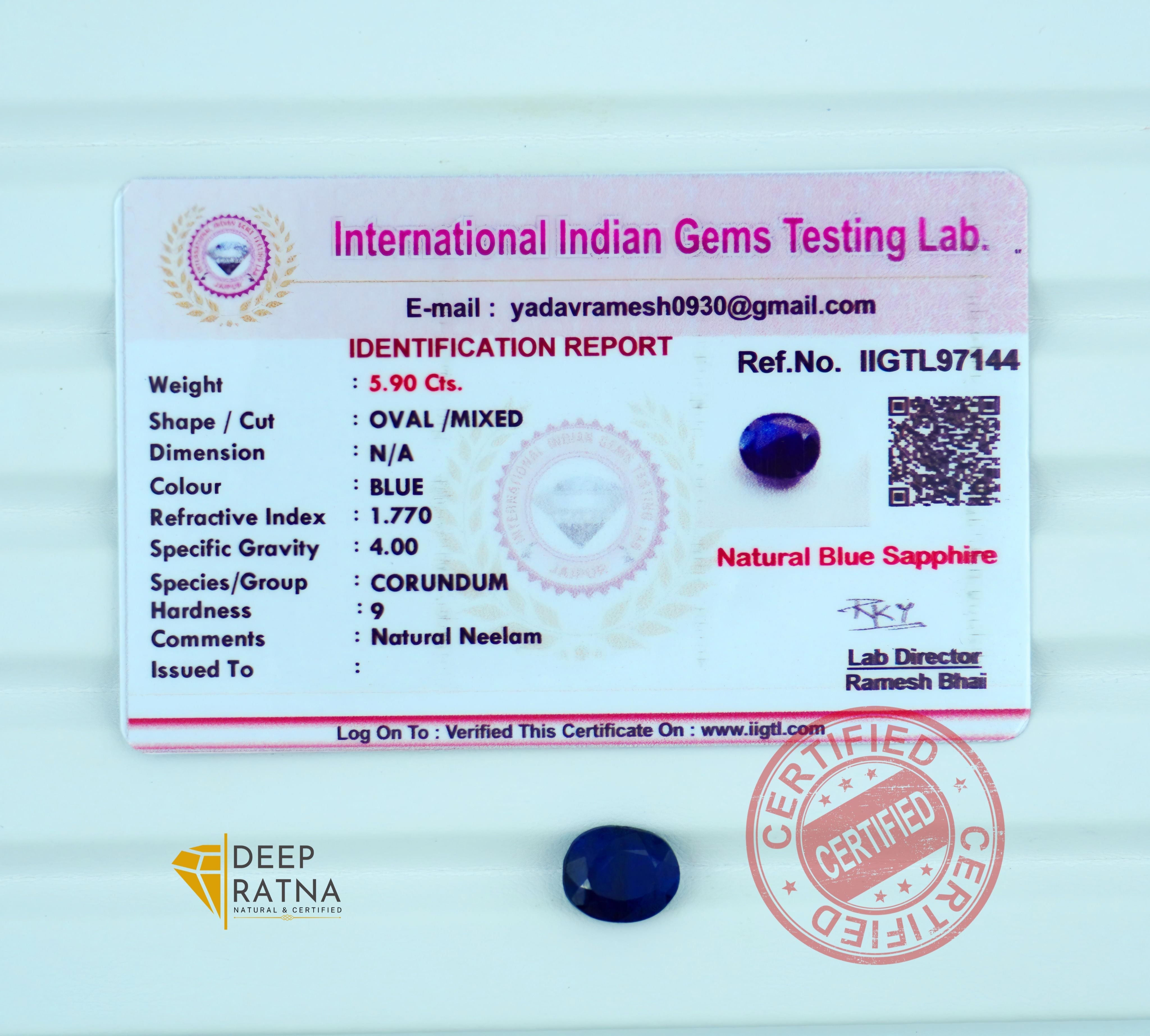 Blue Sapphire 5.90 Carat (Thailand) premium