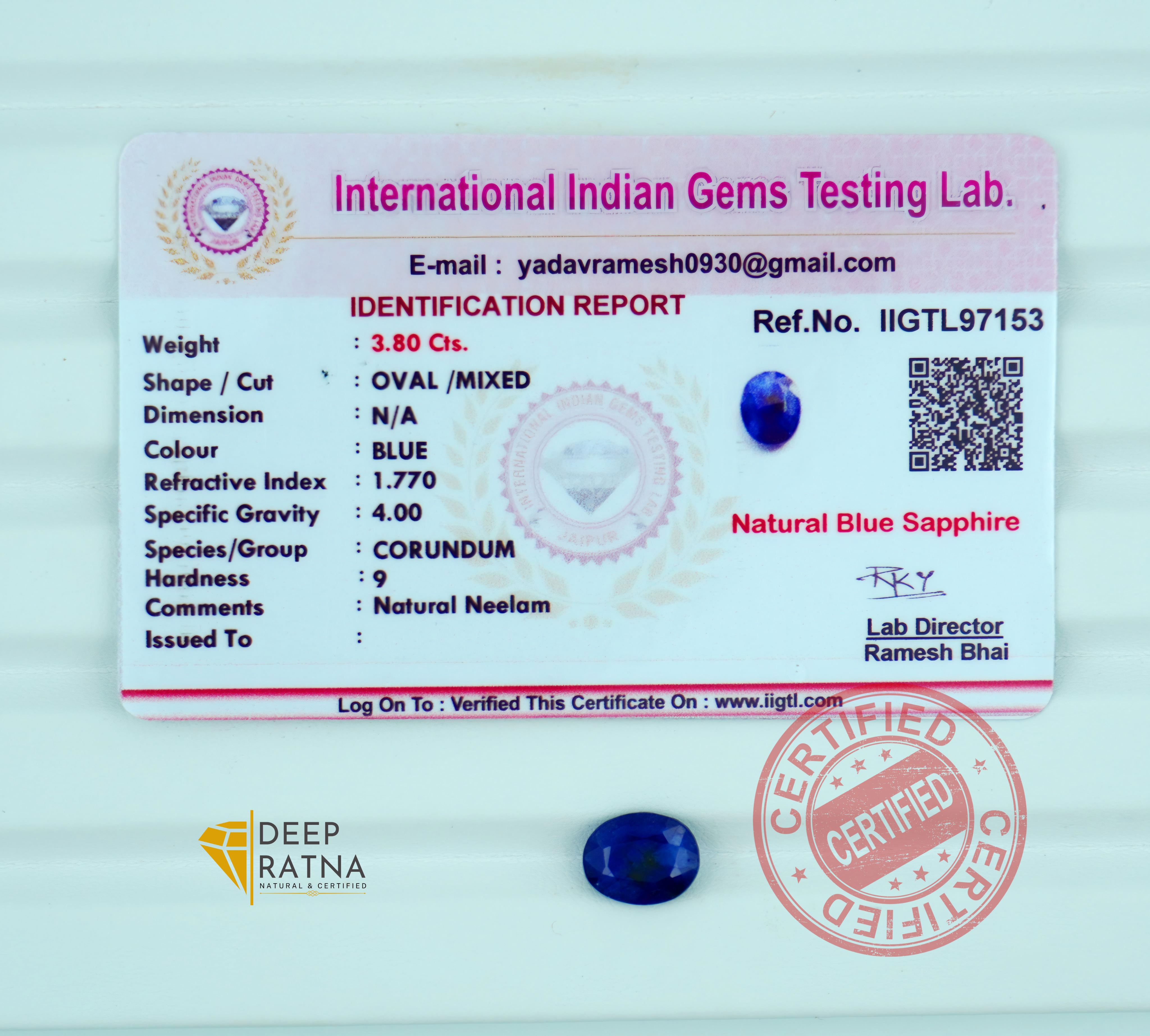 Blue Sapphire 3.80 Carat (Thailand) Exclusive