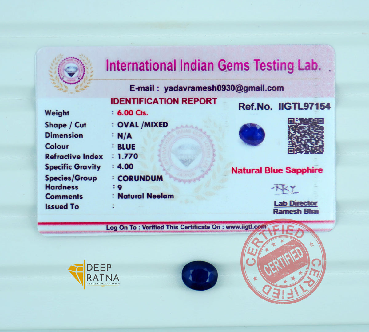Blue Sapphire 6 Carat (6.60 Ratti) Thailand Premium