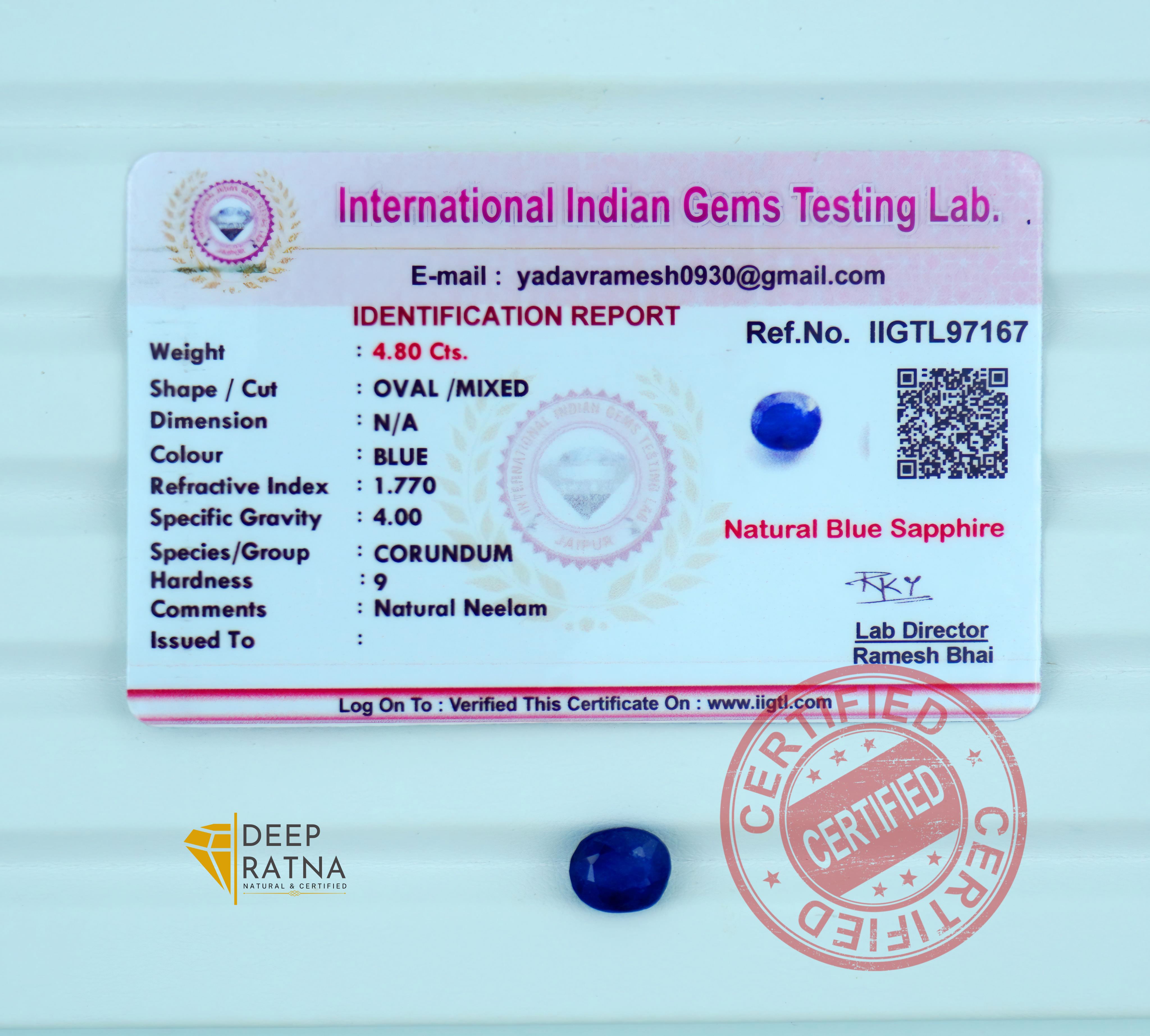 Blue Sapphire 4.80 Carat (Thailand) Exclusive