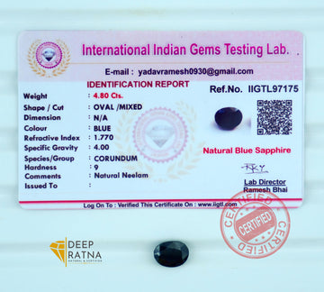 Blue Sapphire 4.80 Carat (Thailand) Prime