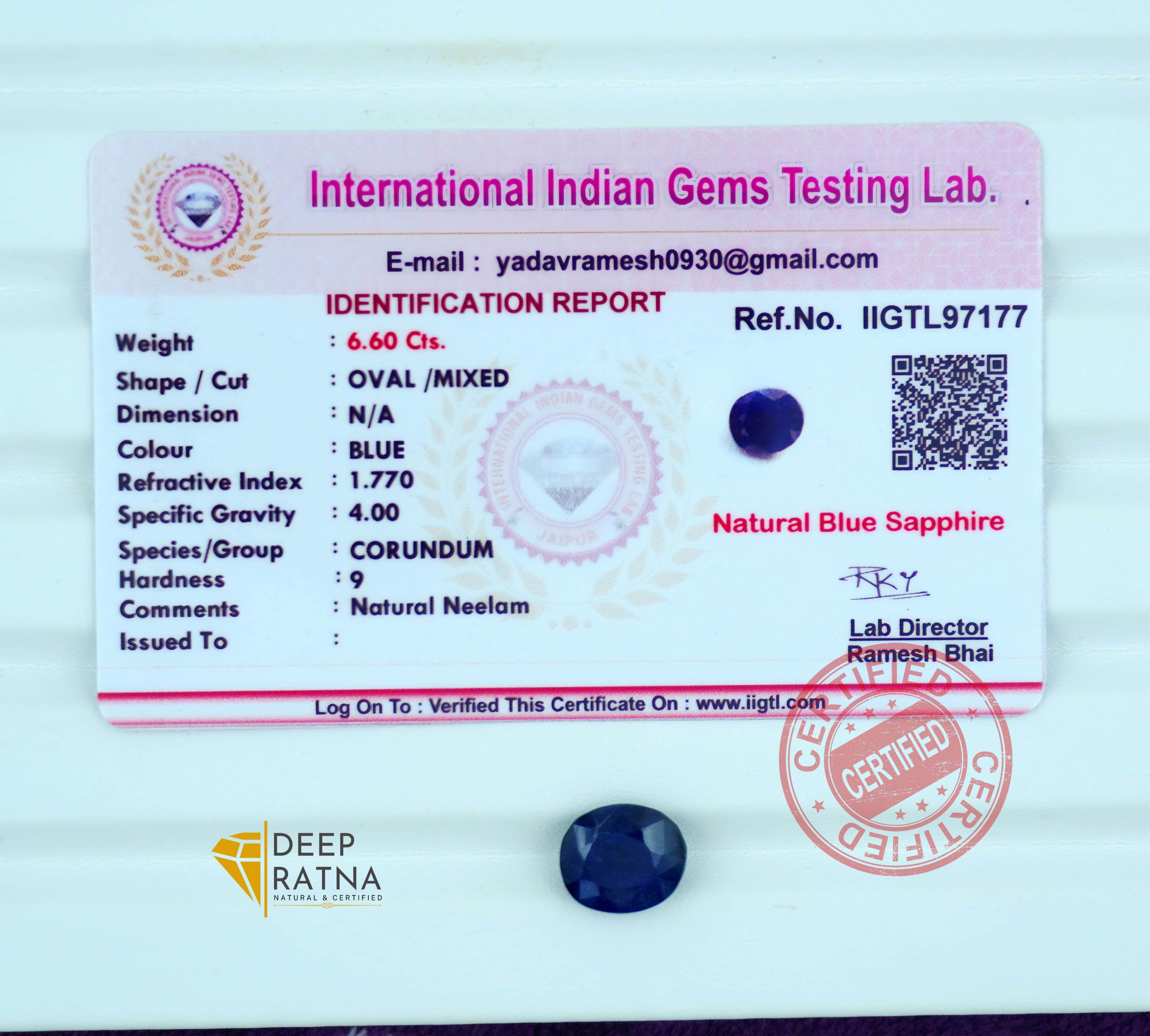 Blue Sapphire 6.60 Carat (Thailand) premium