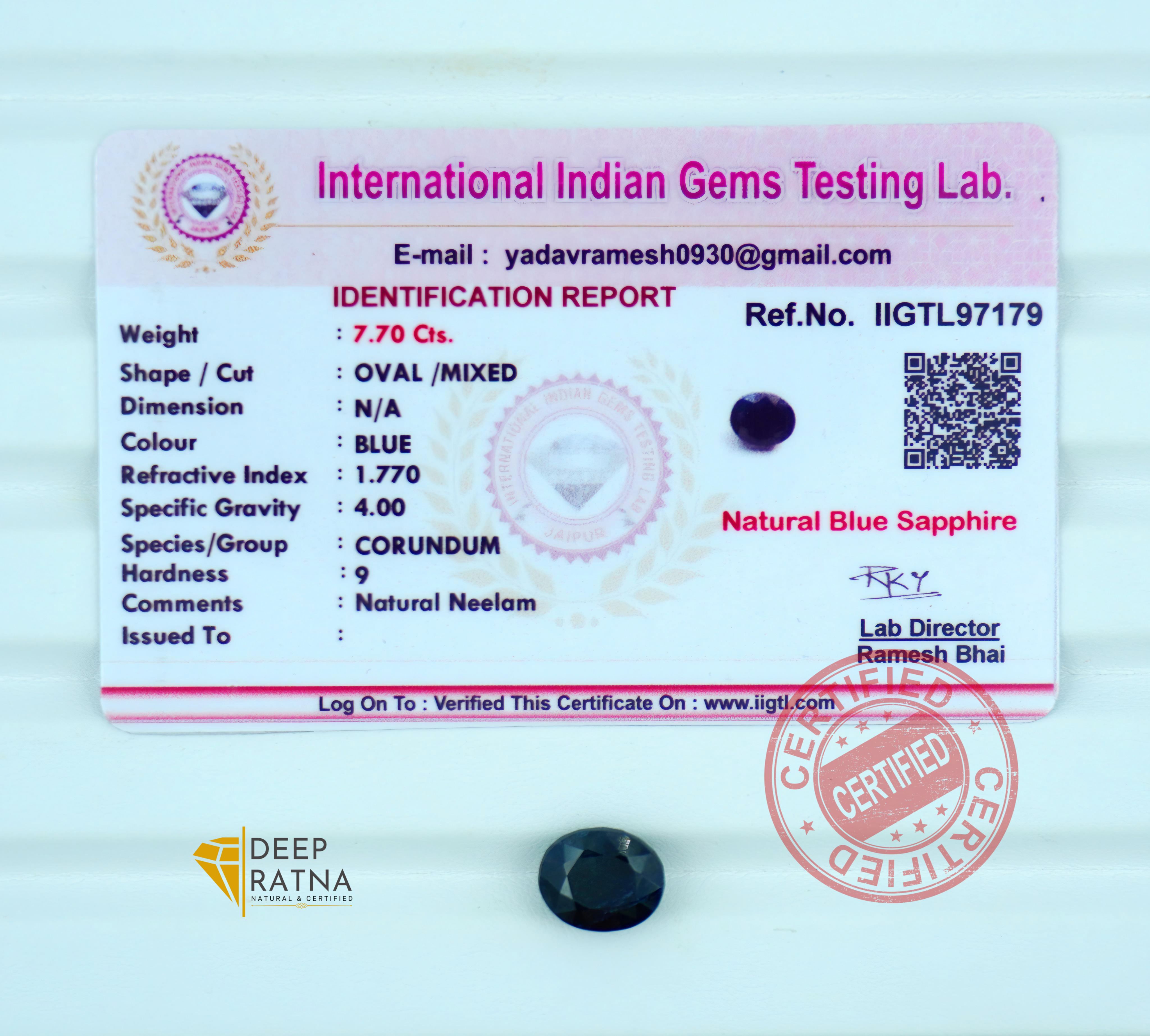 Blue Sapphire 7.70 Carat (Thailand) Prime