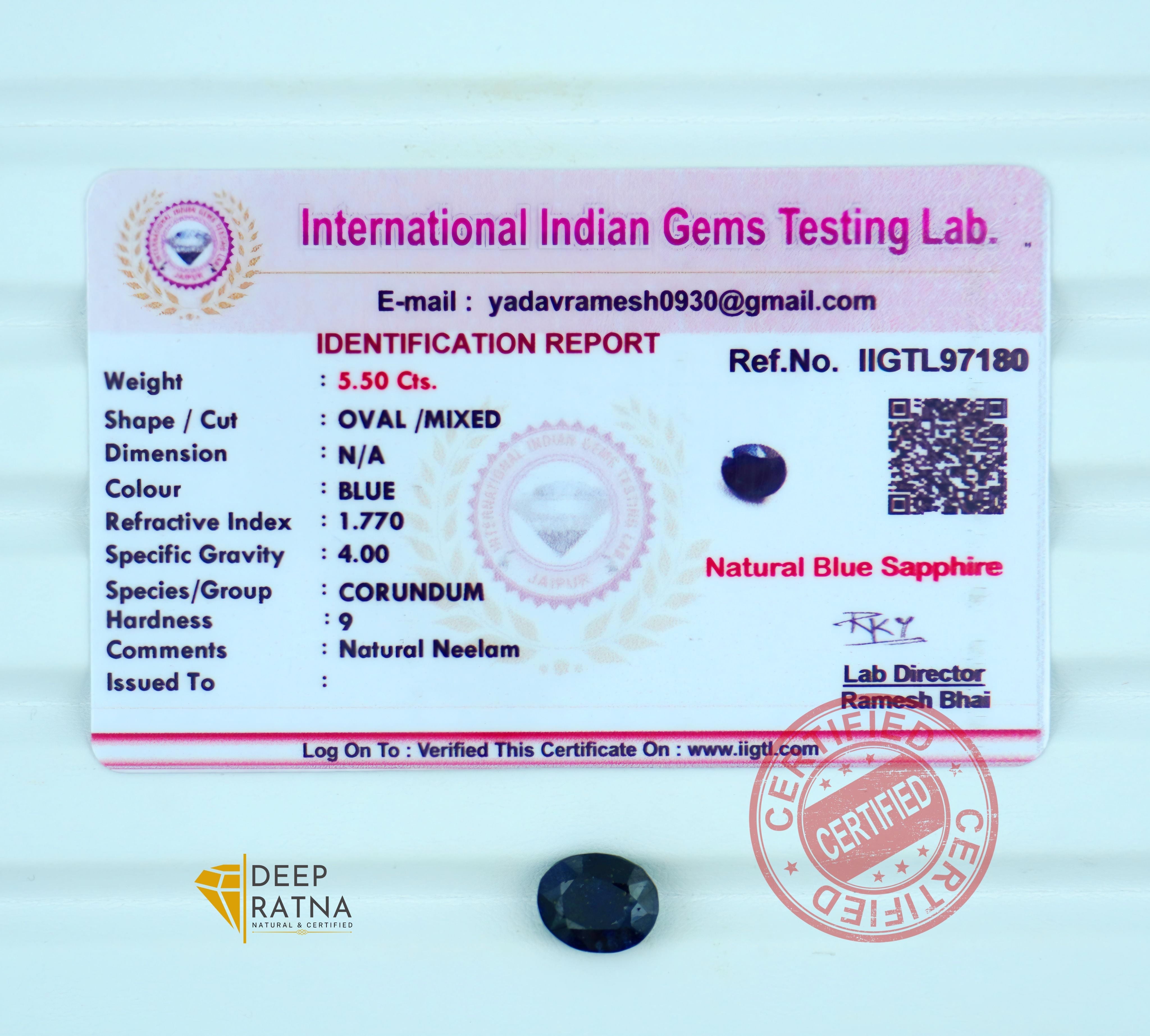 Blue Sapphire 5.50 Carat (Thailand) Prime