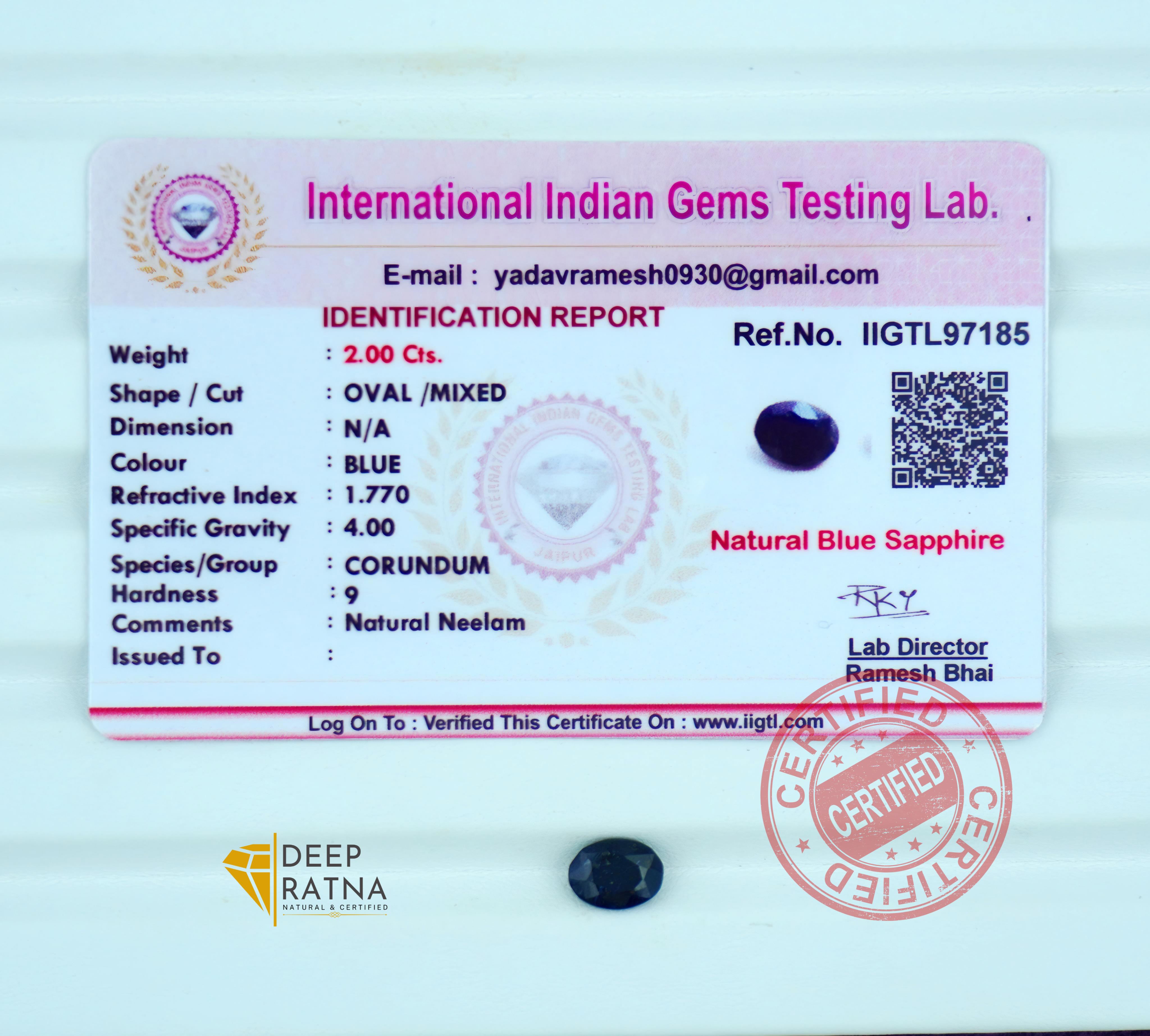 Blue Sapphire 2 Carat (Thailand) Prime