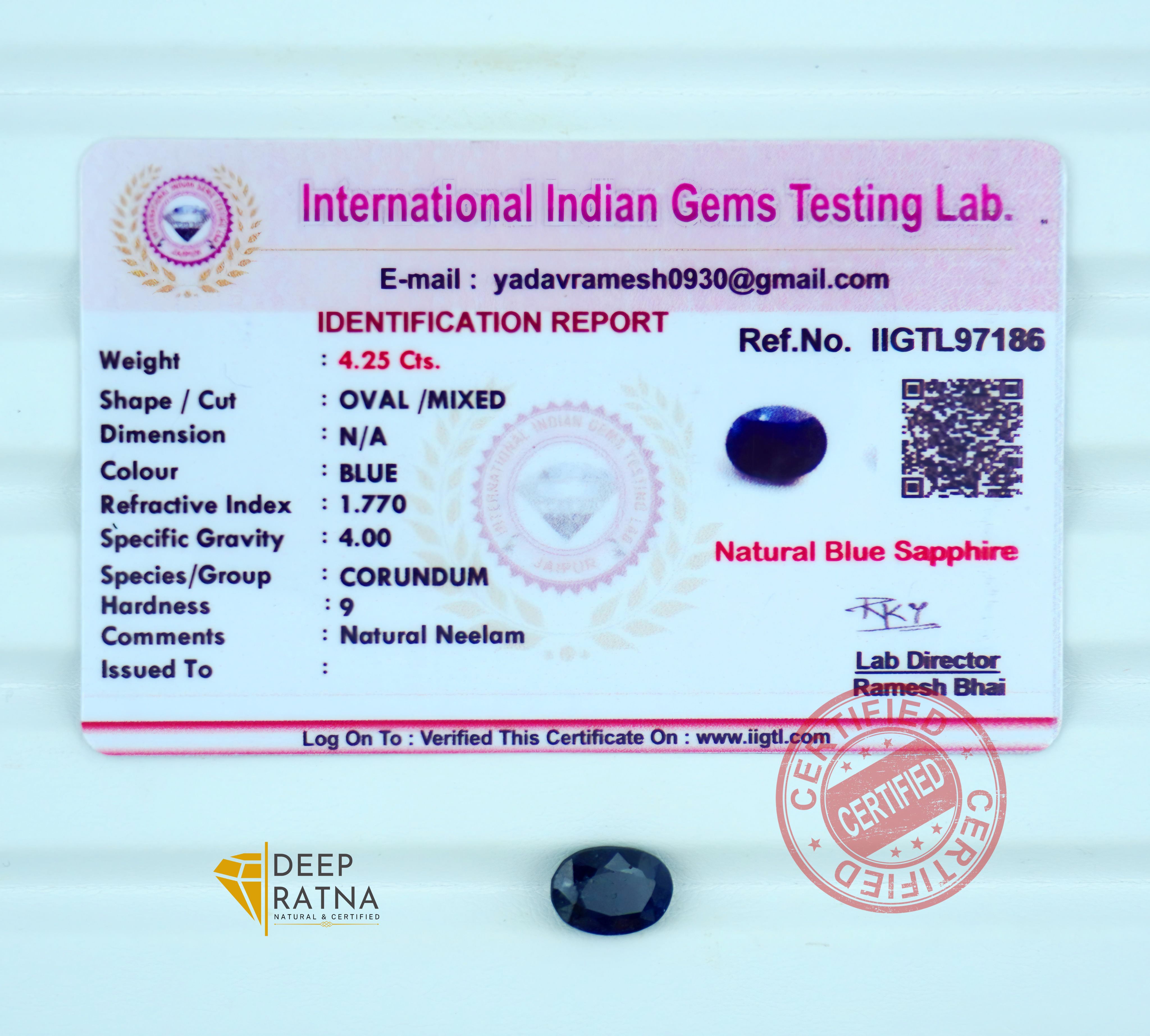 Blue Sapphire 4.25 Carat (Thailand) Prime